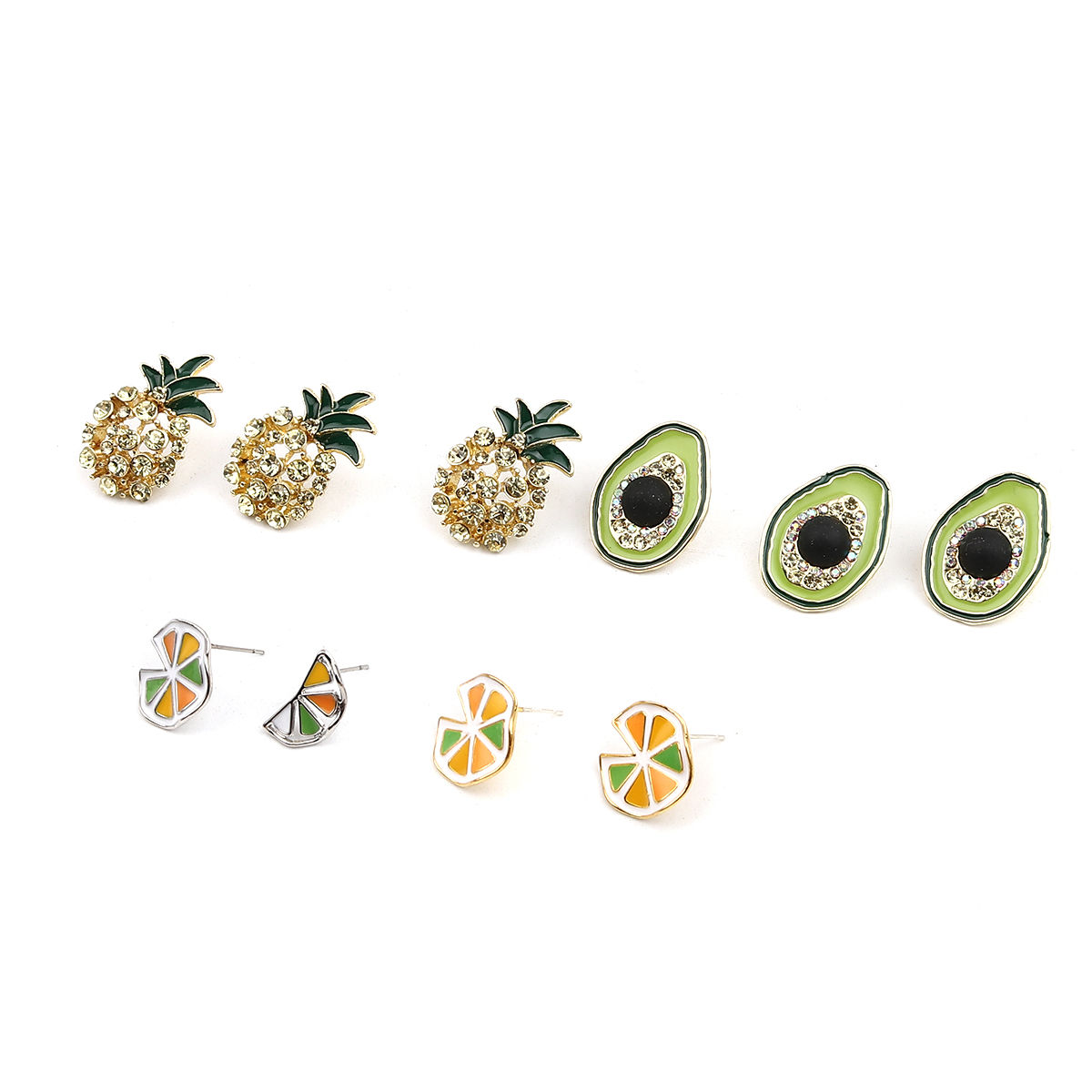 Image de 1 Paire Boucles d'Oreilles Puces Exquis Fruits Multicolore