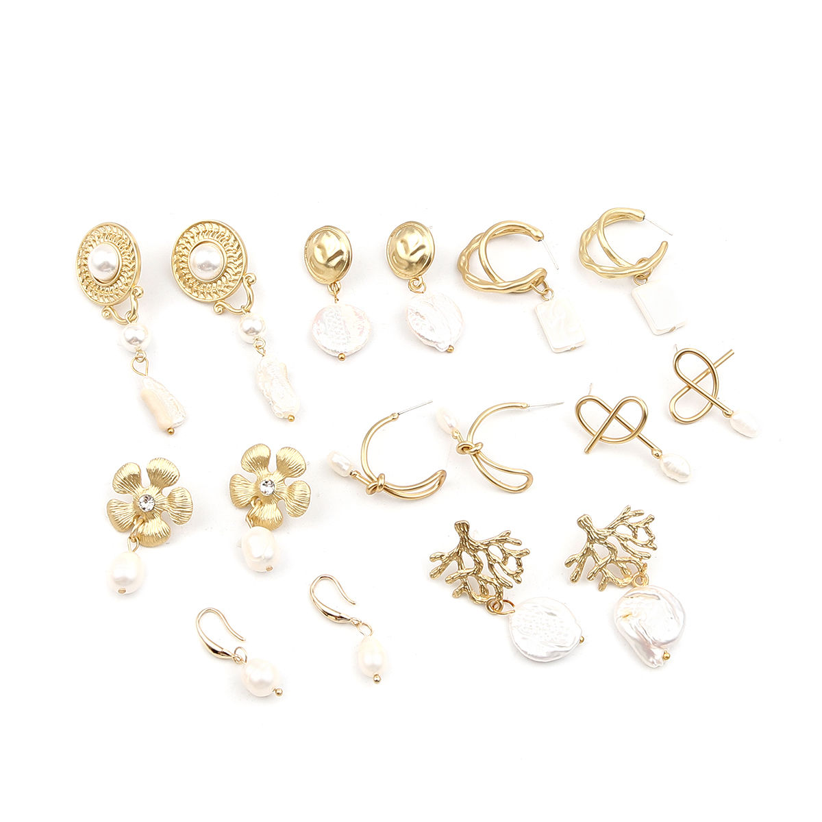 Imagen de Perla Pendientes Oro Real Chapado Blanco 1 Par