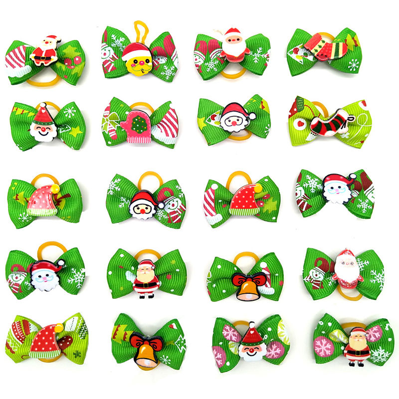 Imagen de Fabric Christmas Hair Ties Band Red & Green Pet At Random