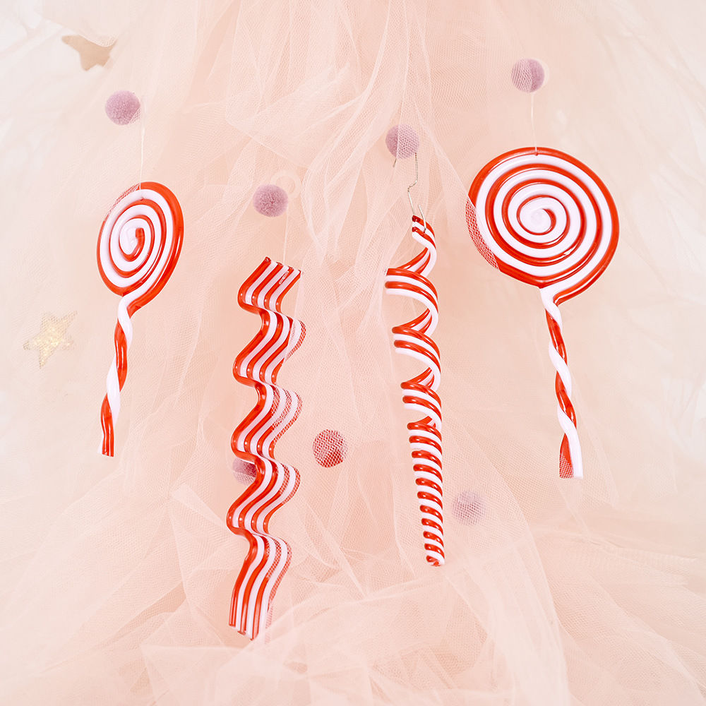 Picture of Red And White Simulation Candy Cane Lollipop Christmas Hanging Decoration