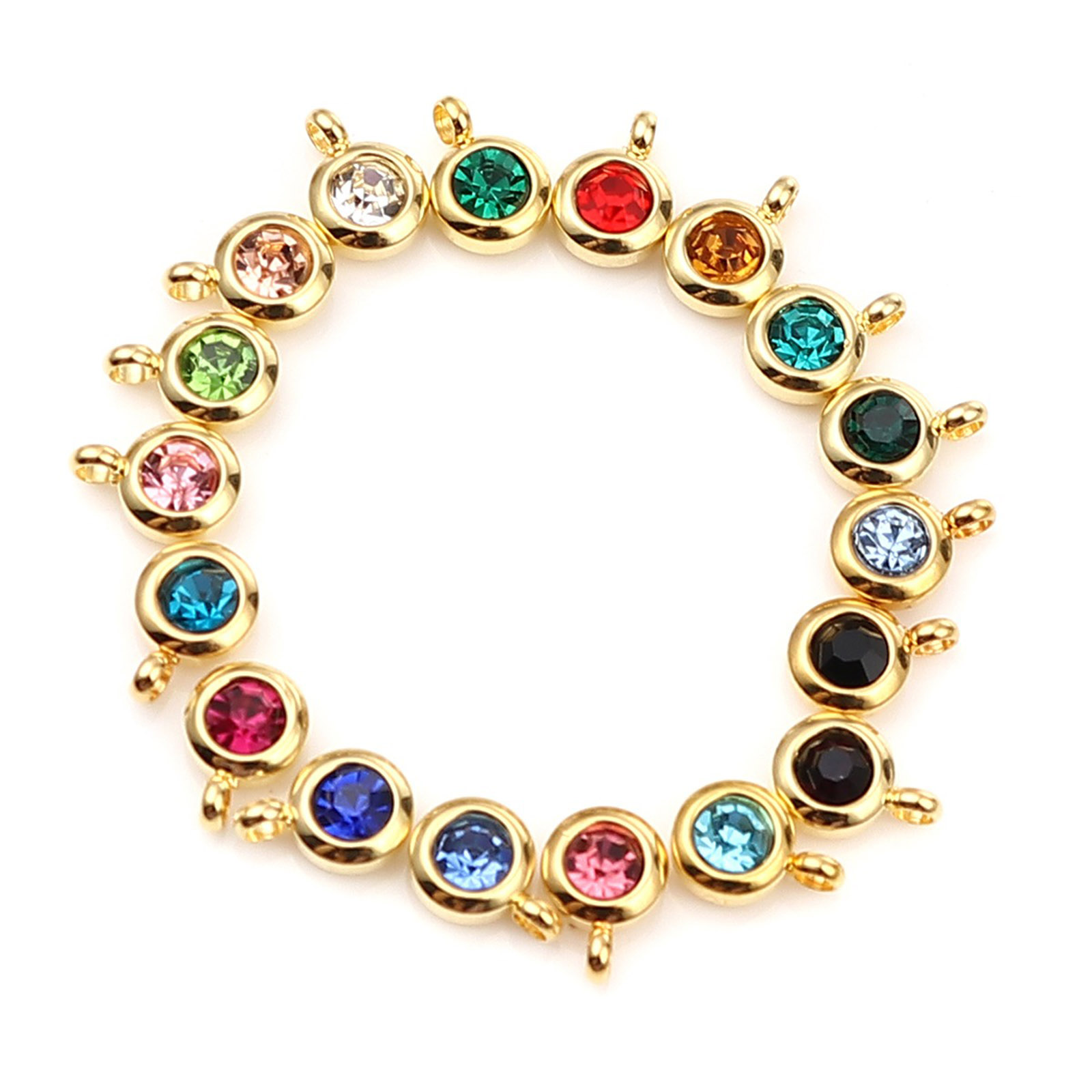 Picture of Stainless Steel & Glass Charms Round 