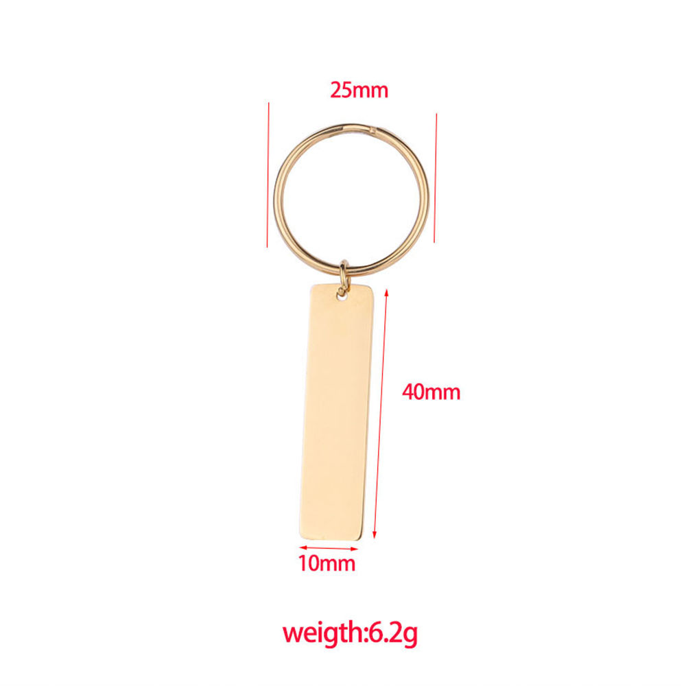 Image de Porte-ClésÉtiquettes d'Estampage Vierges en Acier Inoxydable Rectangle Brunissant Deux Côtés 65mm x 25mm, 1 Pièce