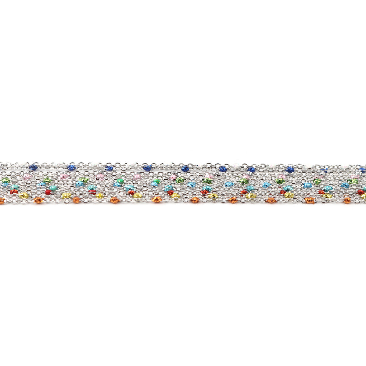 Picture of Stainless Steel Link Cable Chain Silver Tone Sequins Enamel 5x2mm, 1 M