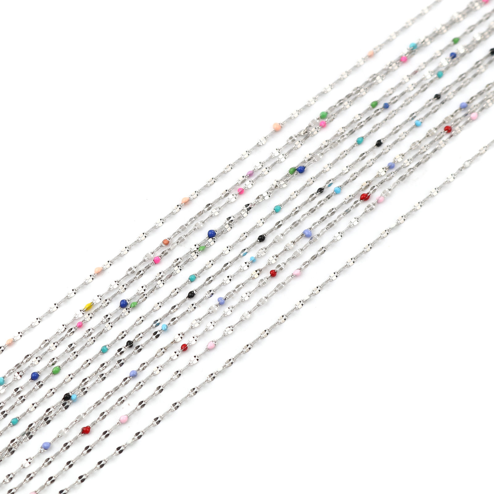 Picture of Stainless Steel Link Cable Chain Oval Silver Tone Enamel 3x2mm, 1 M