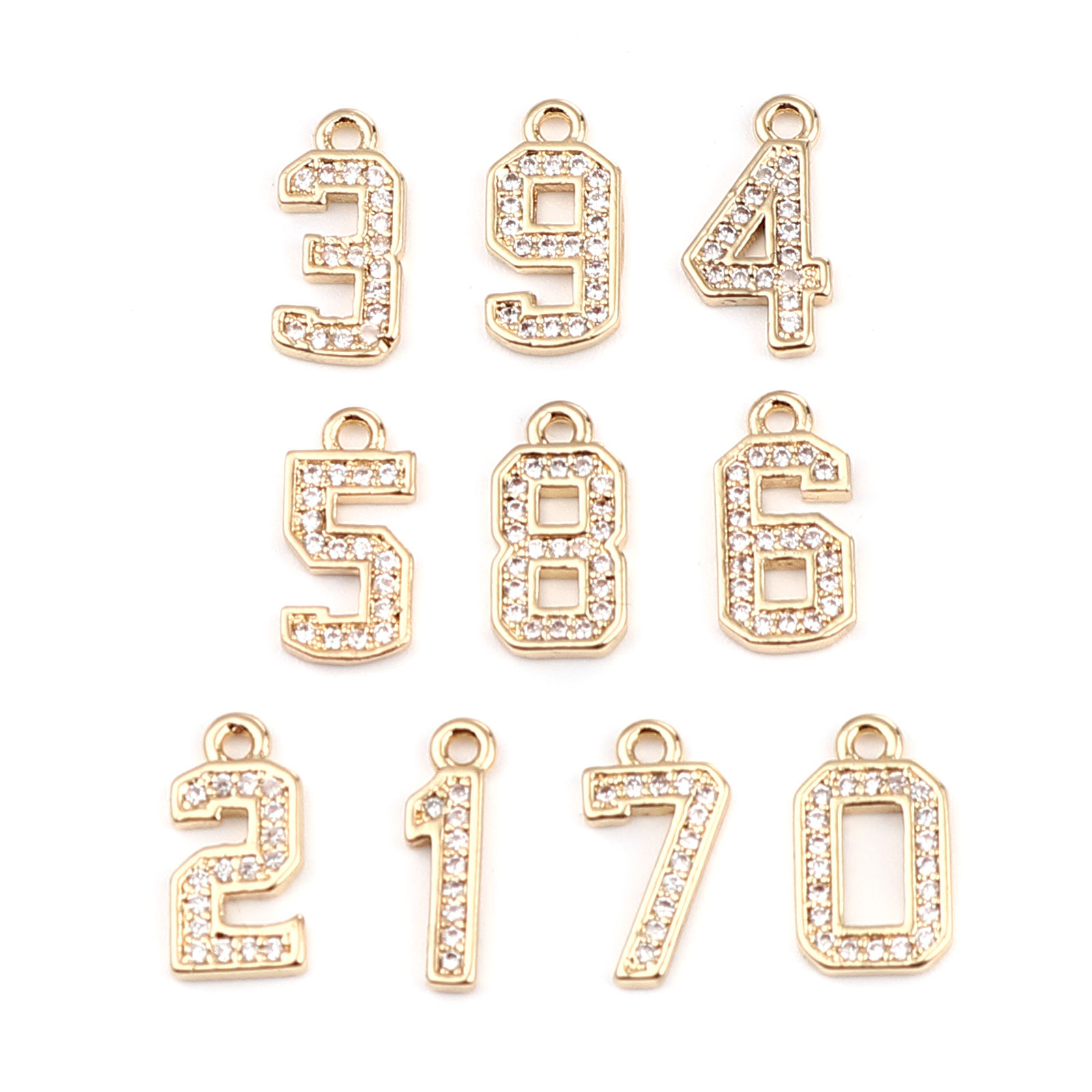Image de Copper Charms Gold Plated Number 13mm x 4mm, 3 PCs