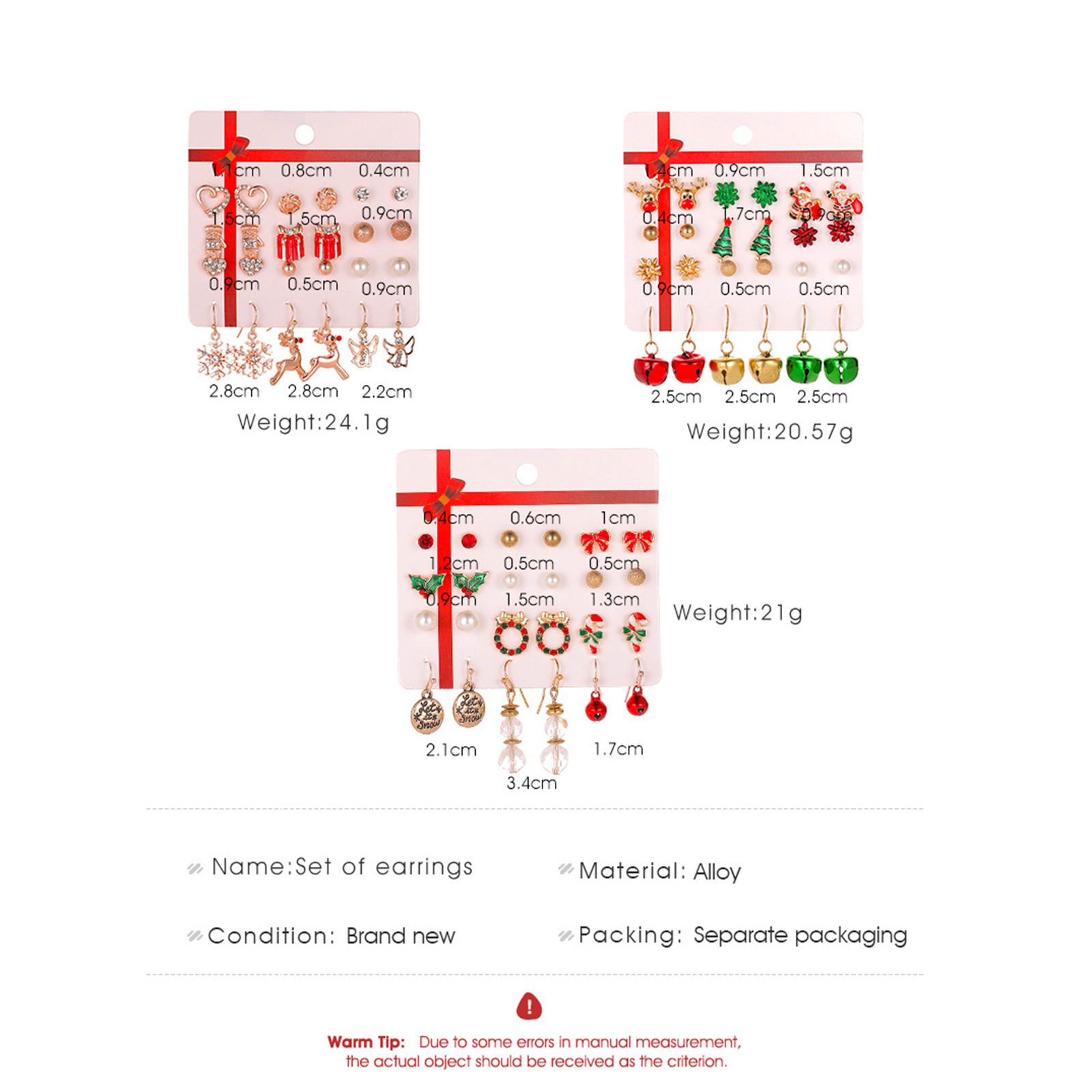 Picture of Christmas Ear Post Stud Earrings Set 1 Set