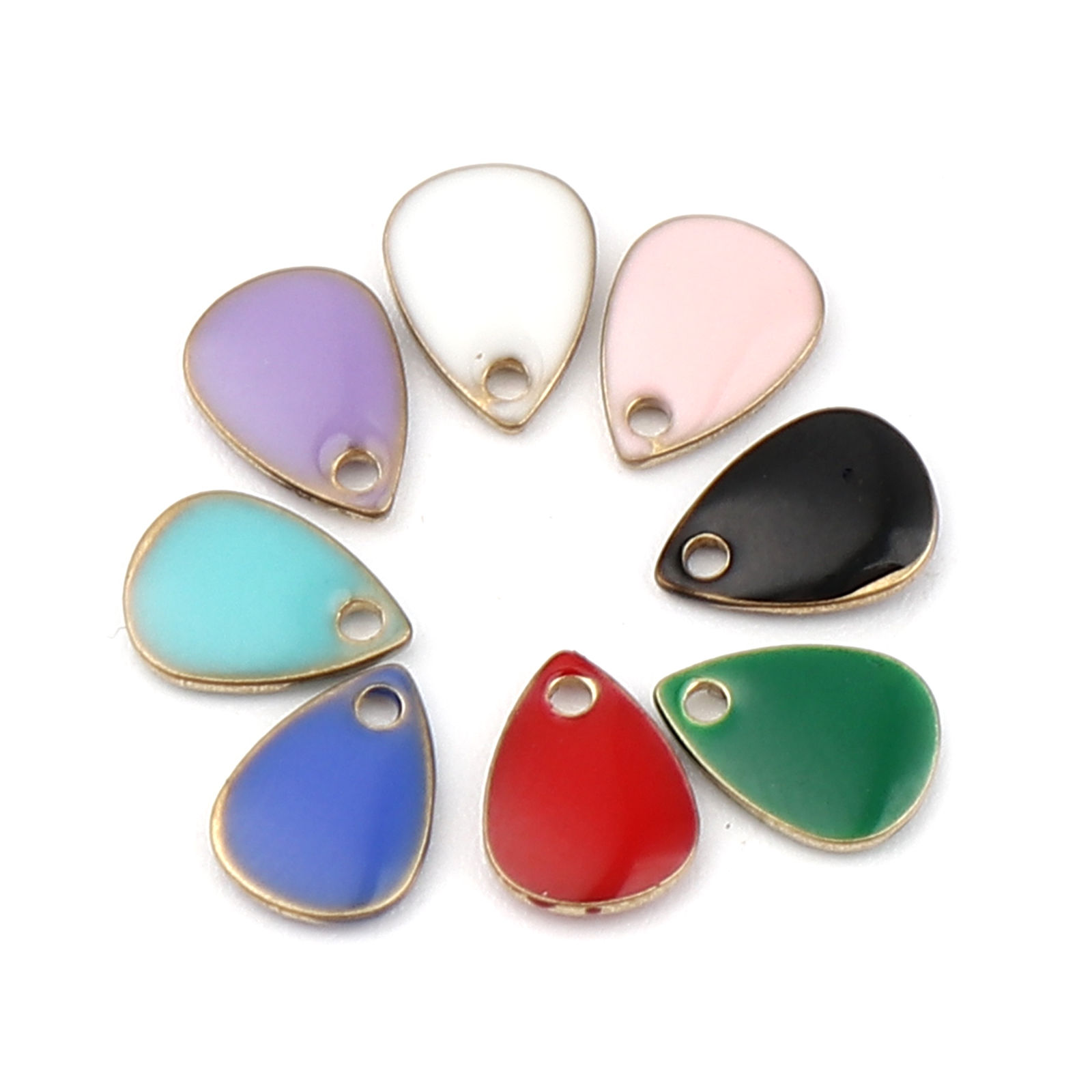 Image de Breloques Sequins Emaillés Double Face en Laiton