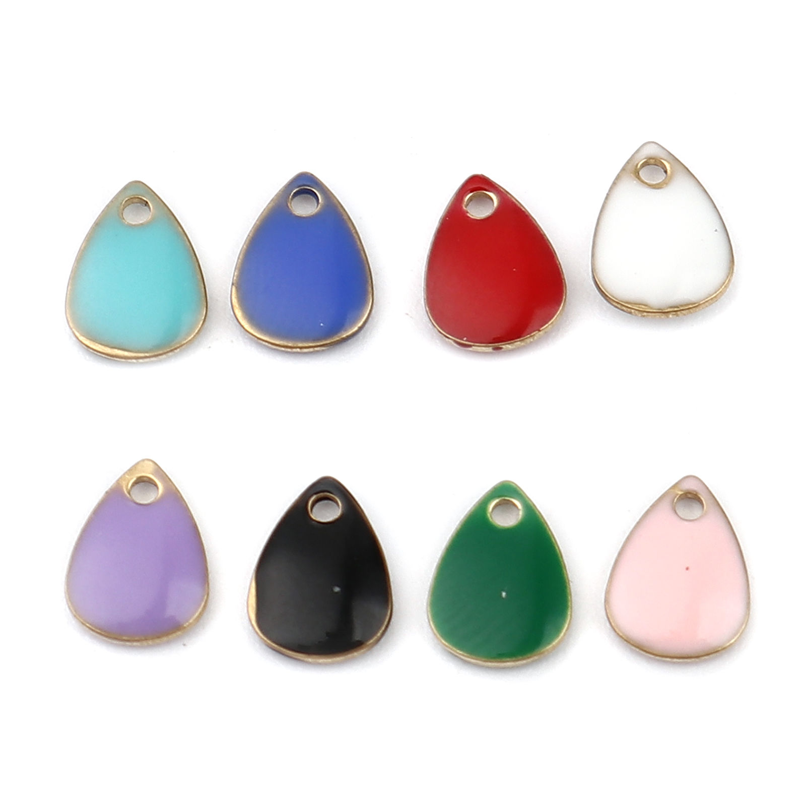 Image de Breloques Sequins Emaillés Double Face en Laiton