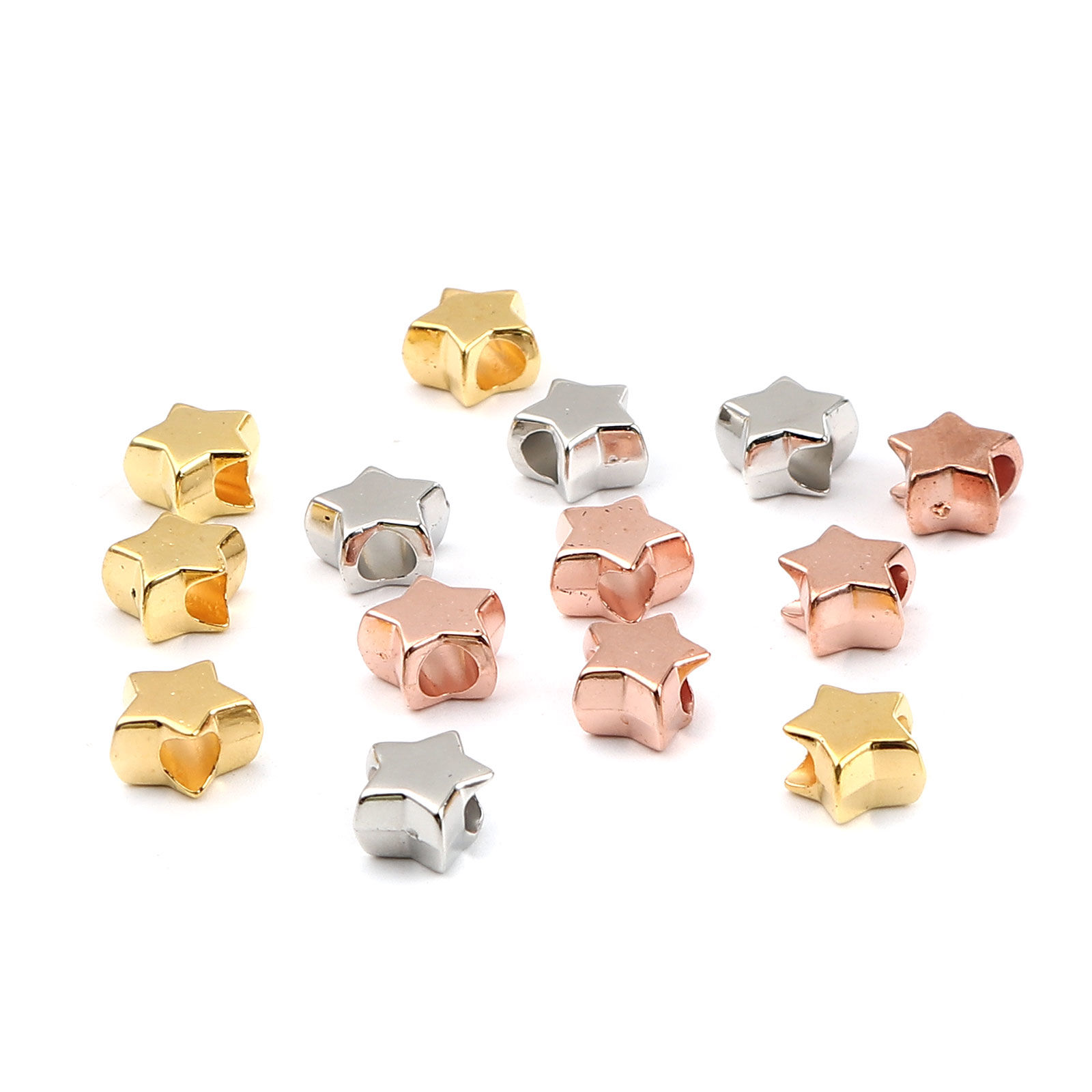 Изображение CCB Пластик Бусины Звезда, 10мм x 9мм, Отверстие:примерно 3.9мм, 300 ШТ