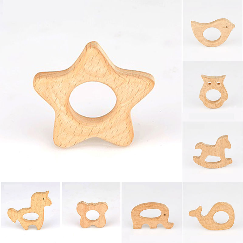 Imagen de Natural Beech Wood Baby Teether 1 Piece