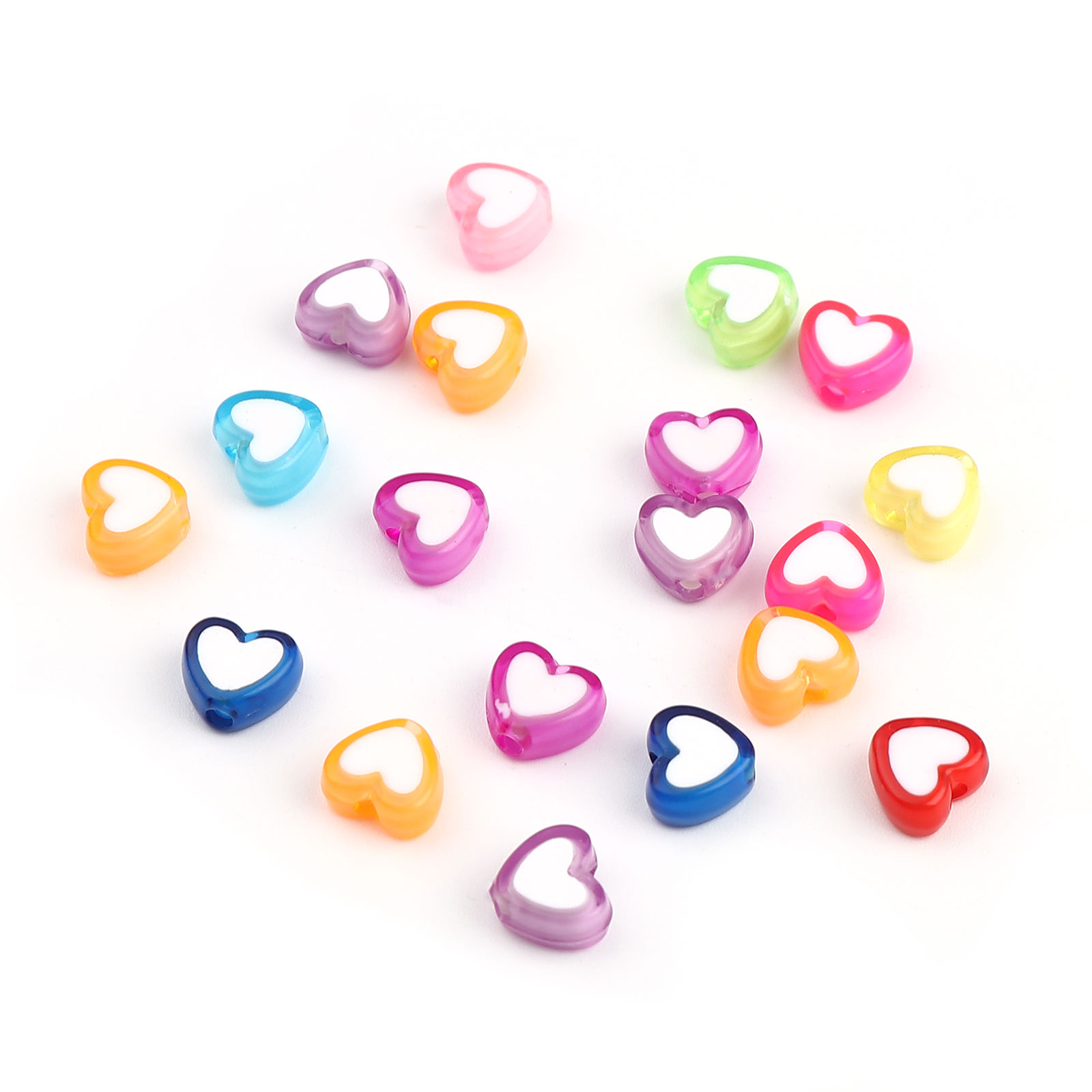 Imagen de Acrílico Cuentas Corazón 8mm x 7mm, Agujero: Aprox 1.8mm, 1000 Unidades