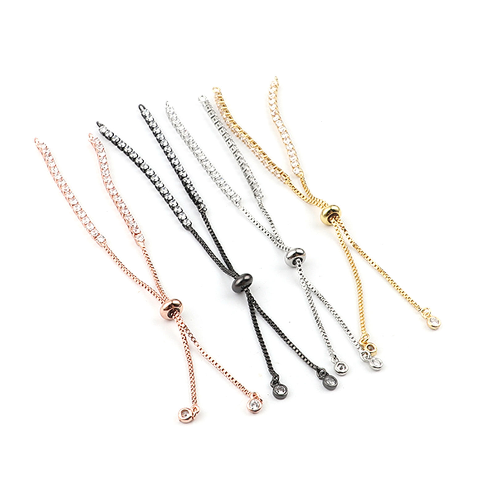 Picture of Brass Slider/Slide Extender Chain Adjustable Clear Rhinestone 12.5cm(4 7/8") long, 1 Piece