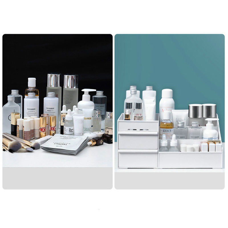 Picture of Makeup Organizer Dressing Table Makeup Box Organizer For Cosmetics Storage Makeup Jewelry Storage Box Table Sundries Storage Box