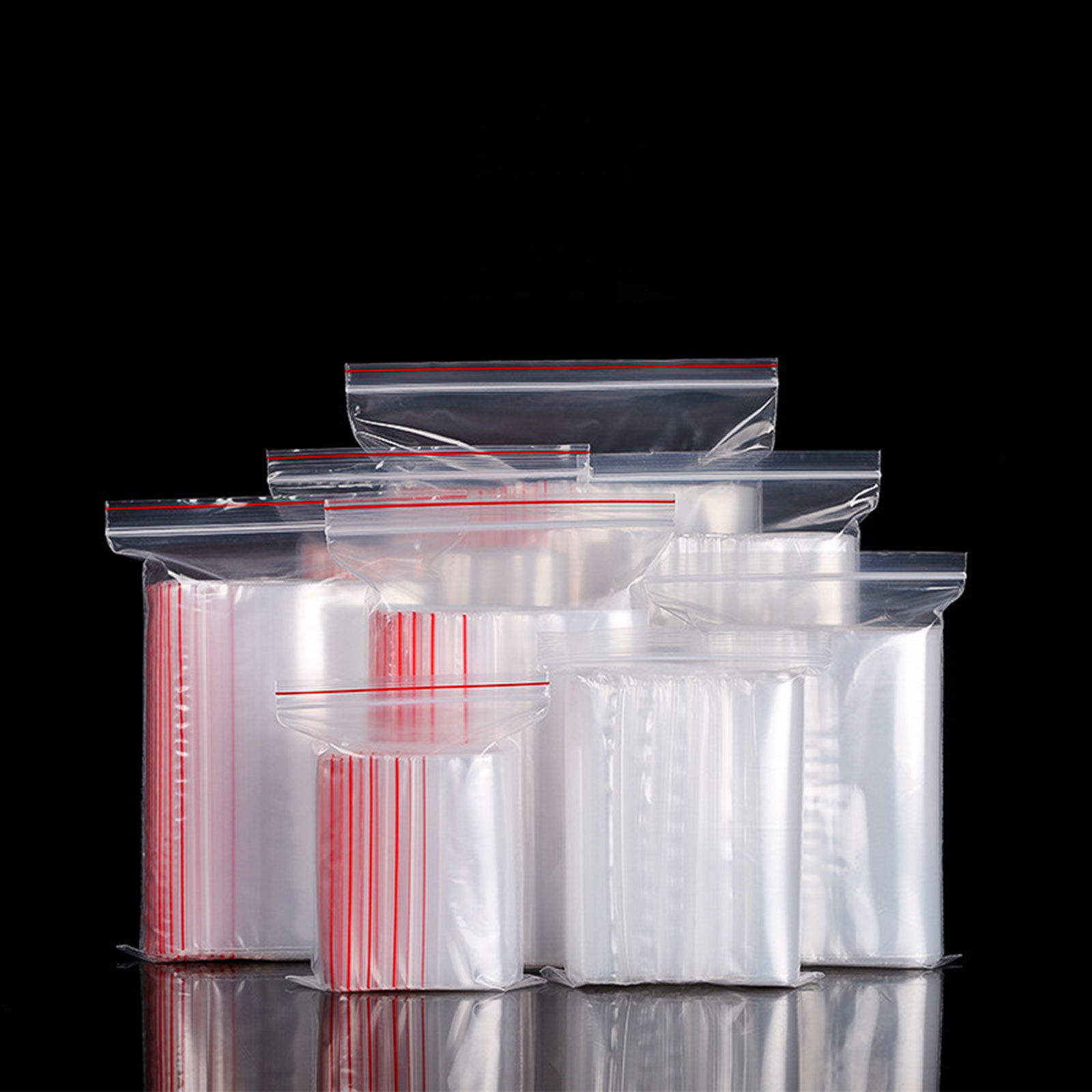 Picture of Poly Ethylene Grip Seal Zip Lock Bags Rectangle Transparent Clear 100 PCs
