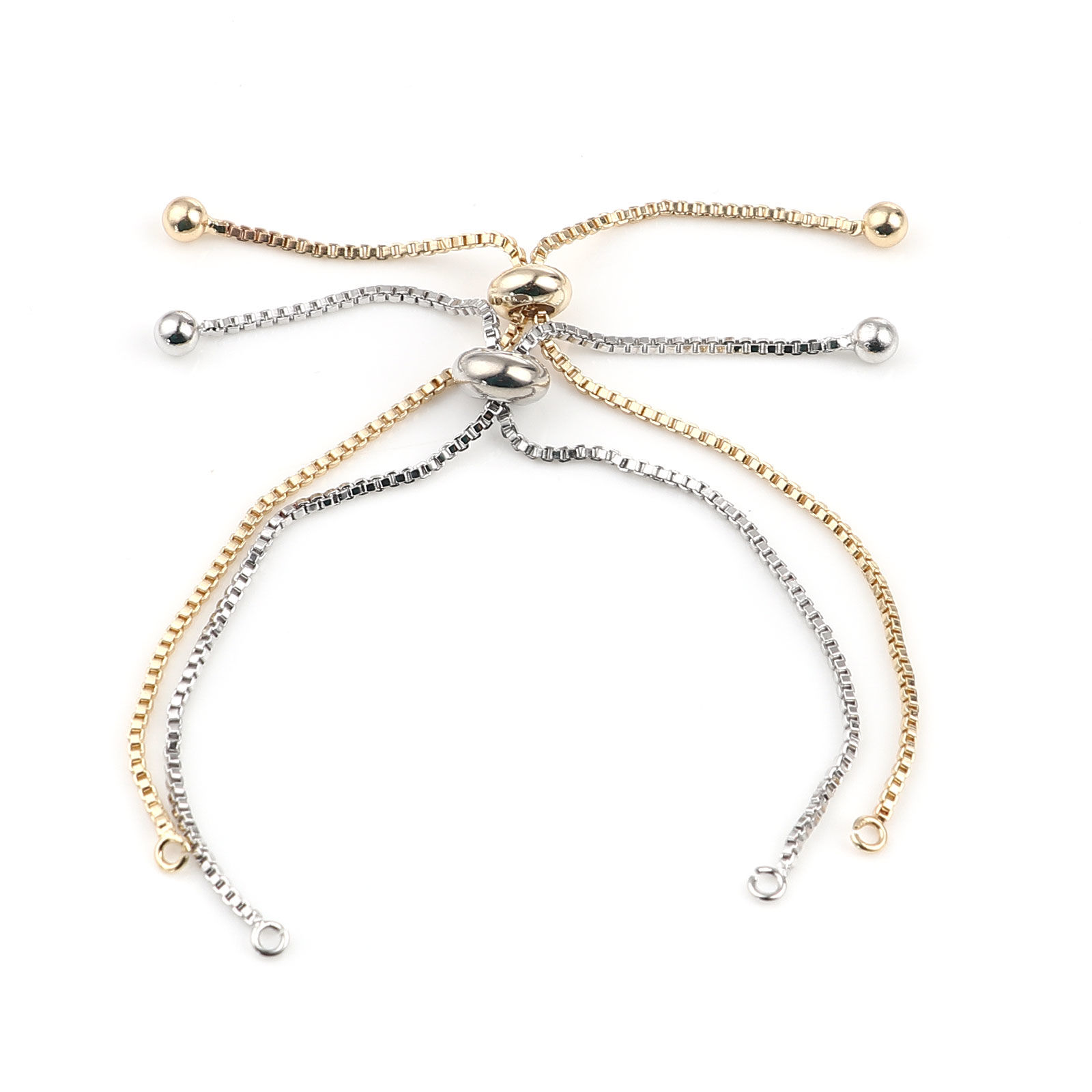 Picture of Zinc Based Alloy Slider/Slide Extender Chain Accessories Findings Real Gold Plated Adjustable 20cm(7 7/8") long, 1 Piece