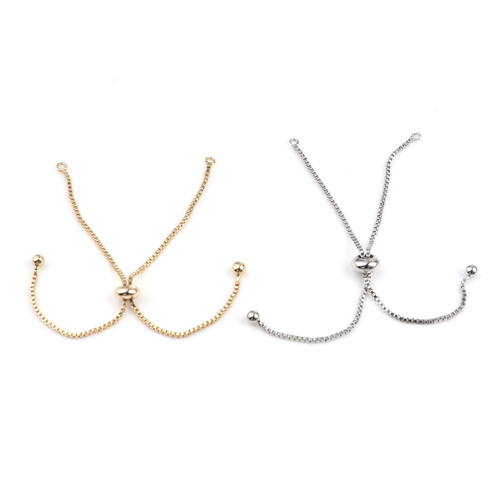 Picture of Zinc Based Alloy Slider/Slide Extender Chain Accessories Findings Real Gold Plated Adjustable 20cm(7 7/8") long, 1 Piece