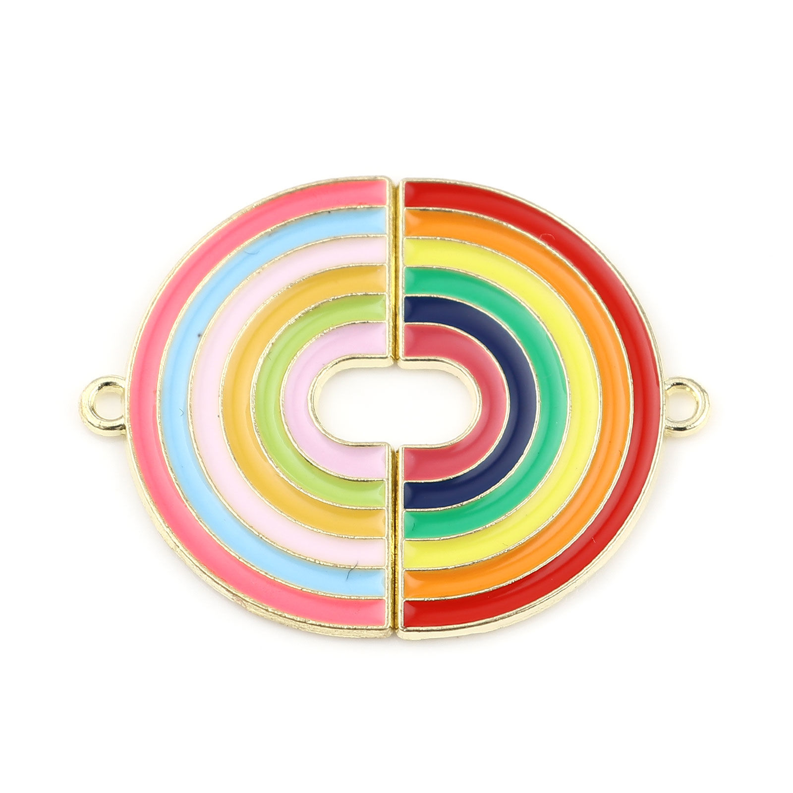 Imagen de Zamak Colección Meteorológica Colgantes Arco Iris Chapado en Oro Multicolor Esmalte 31mm x 20mm, 10 Unidades