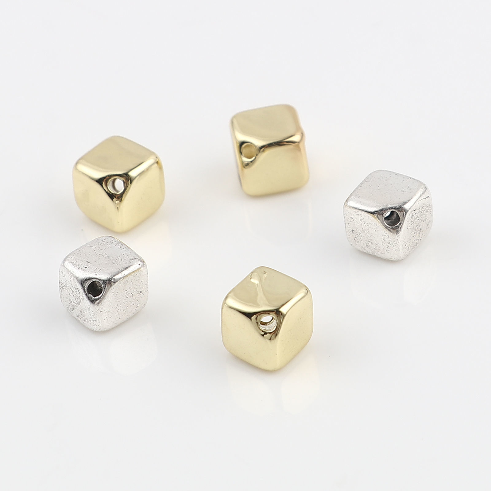 Picture of Zinc Based Alloy Spacer Beads Cube About 7mm x 7mm, Hole: Approx 1.1mm, 10 PCs