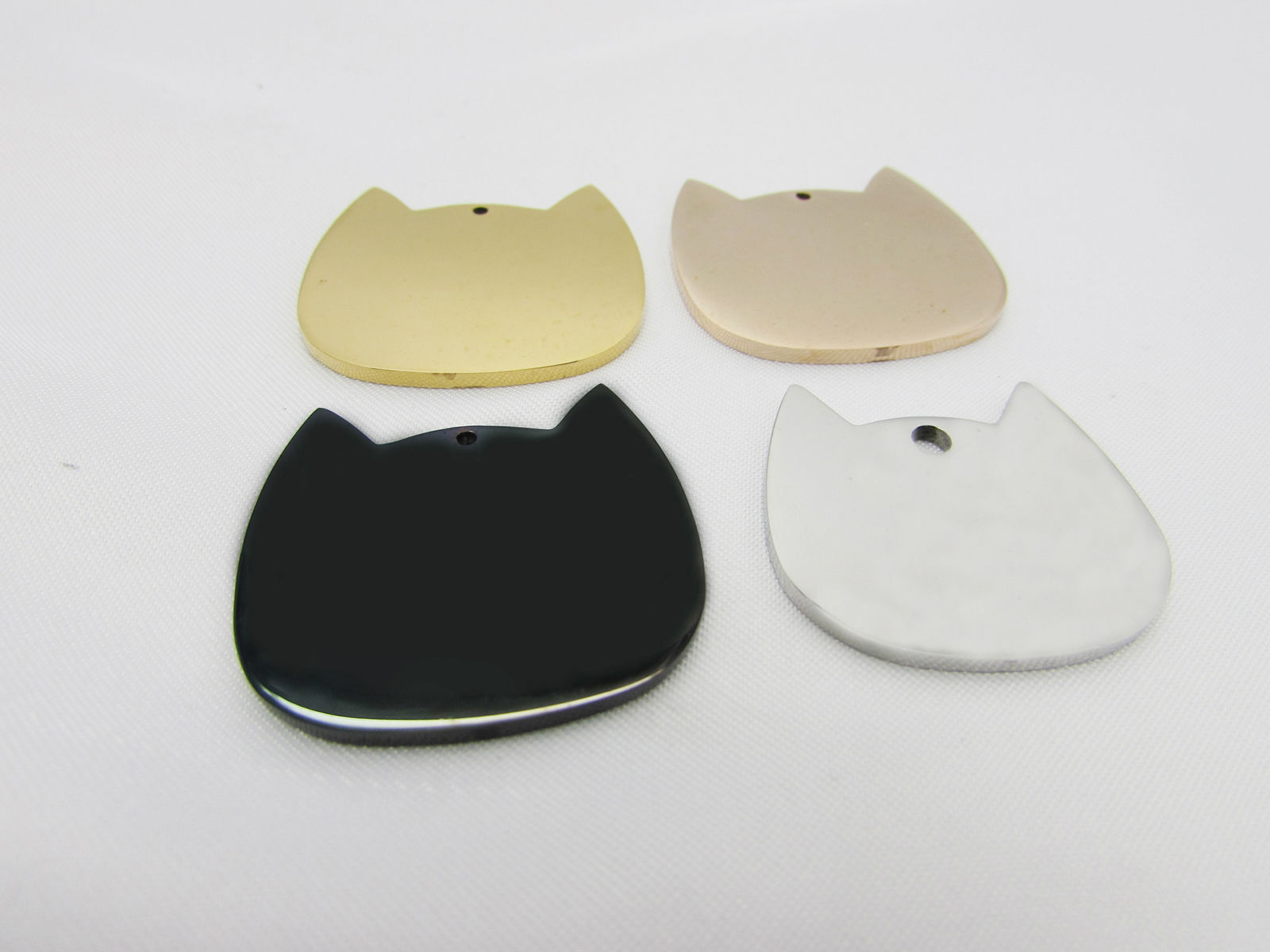 Picture of Stainless Steel Blank Stamping Tags Charm Pendant Cat Animal Silver Tone Blank Stamping Tags 26mm x 25mm