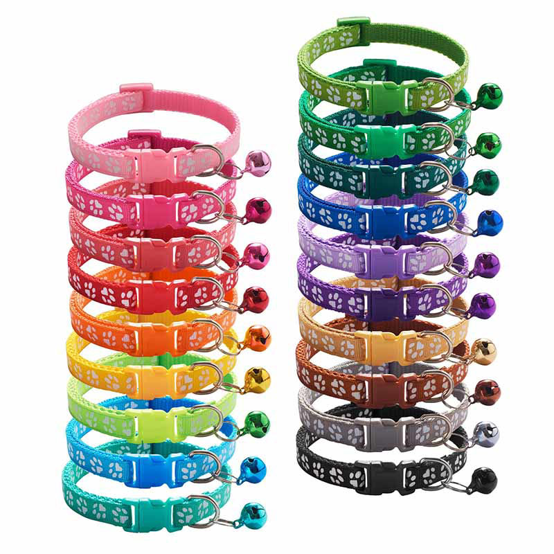 Picture of Cartoon Funny Footprint Cute Bell Adjustable Collars For Cats Dog Pet Accessories