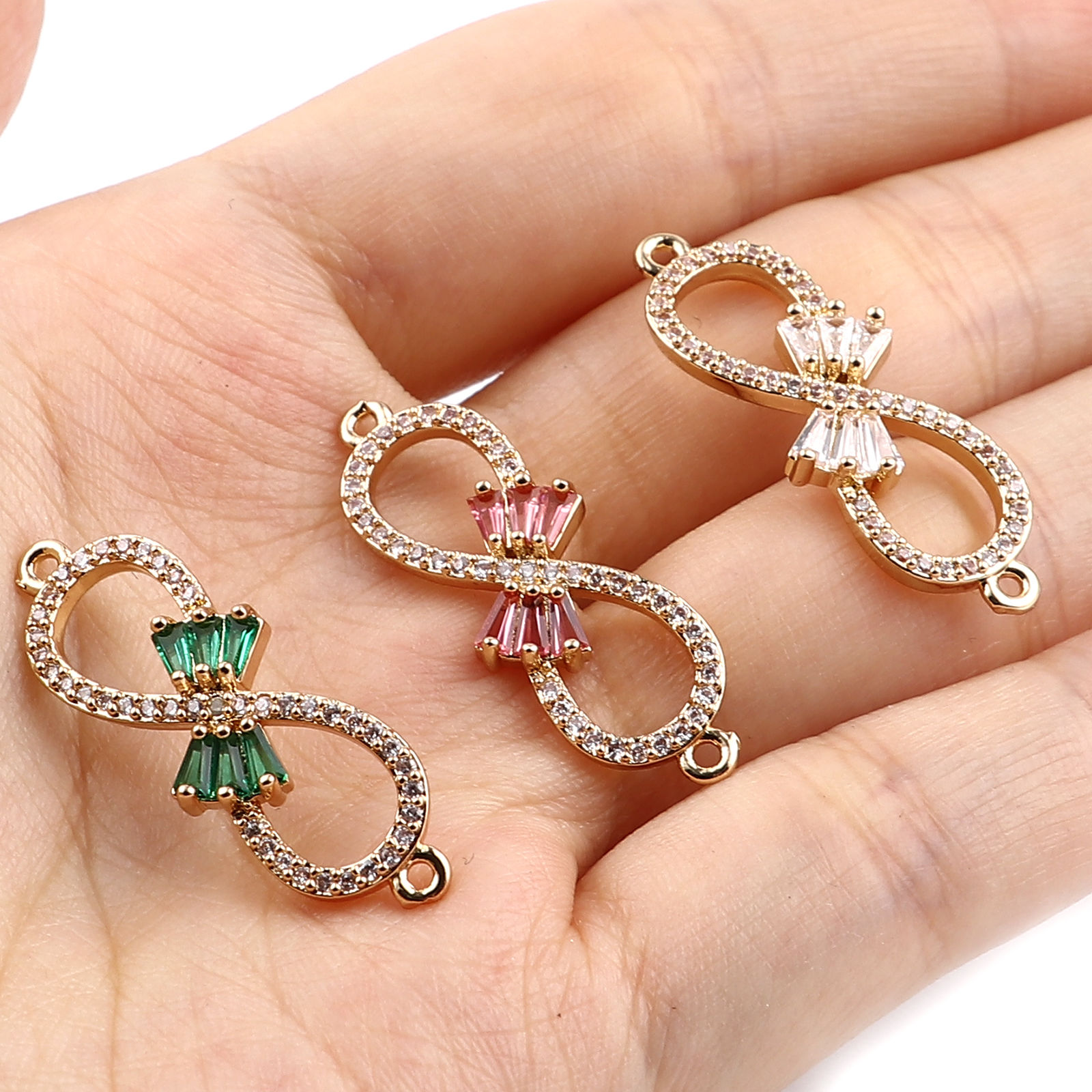 Изображение Латунь Коннекторы Символ бесконечности Позолоченный Бант 31мм x 10мм, 2 ШТ