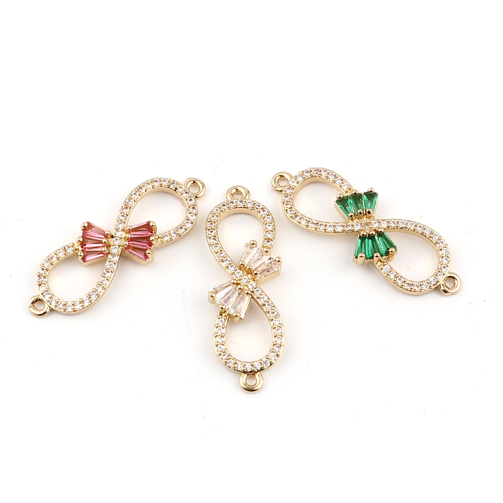 Изображение Латунь Коннекторы Символ бесконечности Позолоченный Бант 31мм x 10мм, 2 ШТ