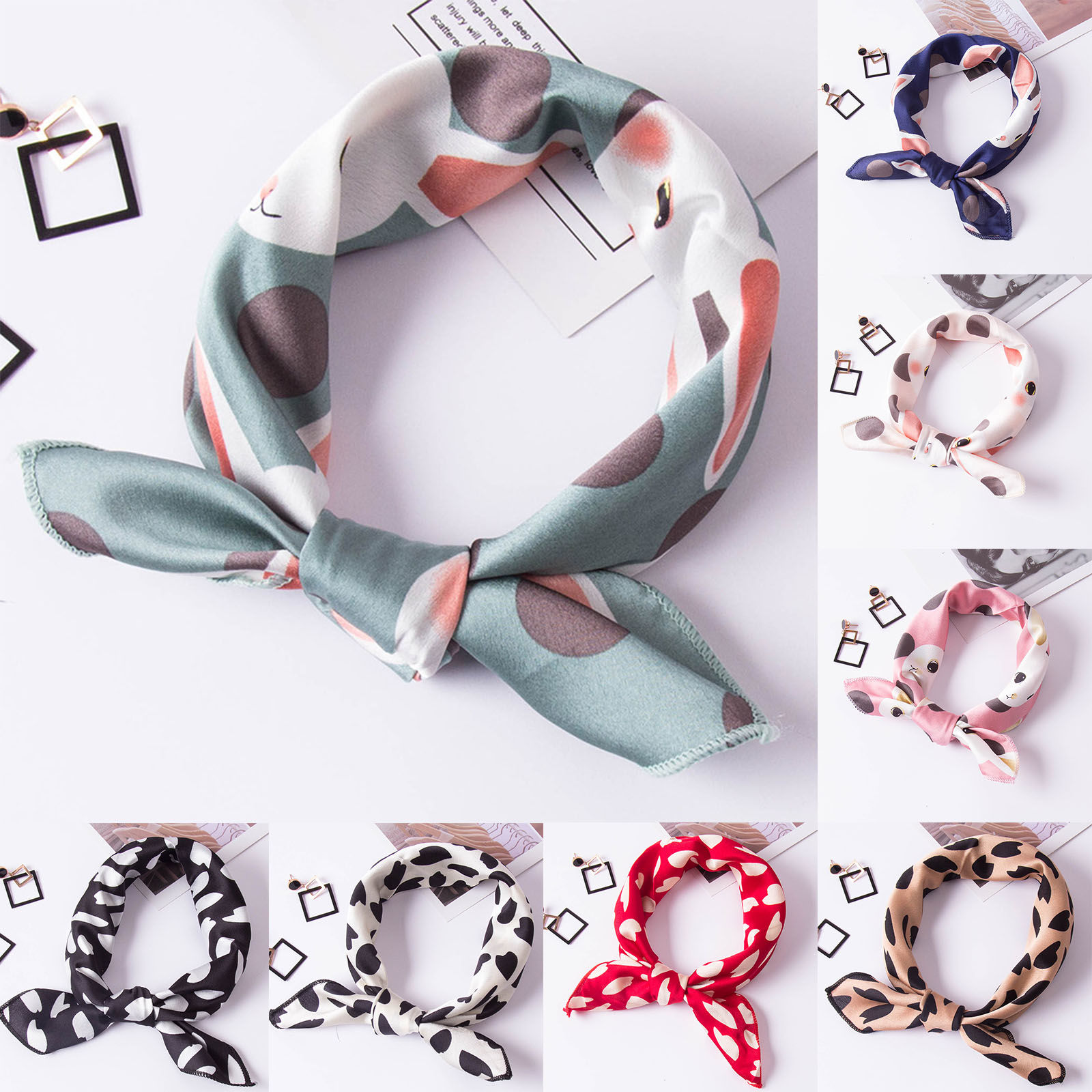 Изображение Multifunctional Fashion Imitation Silk Women's Scarf Square