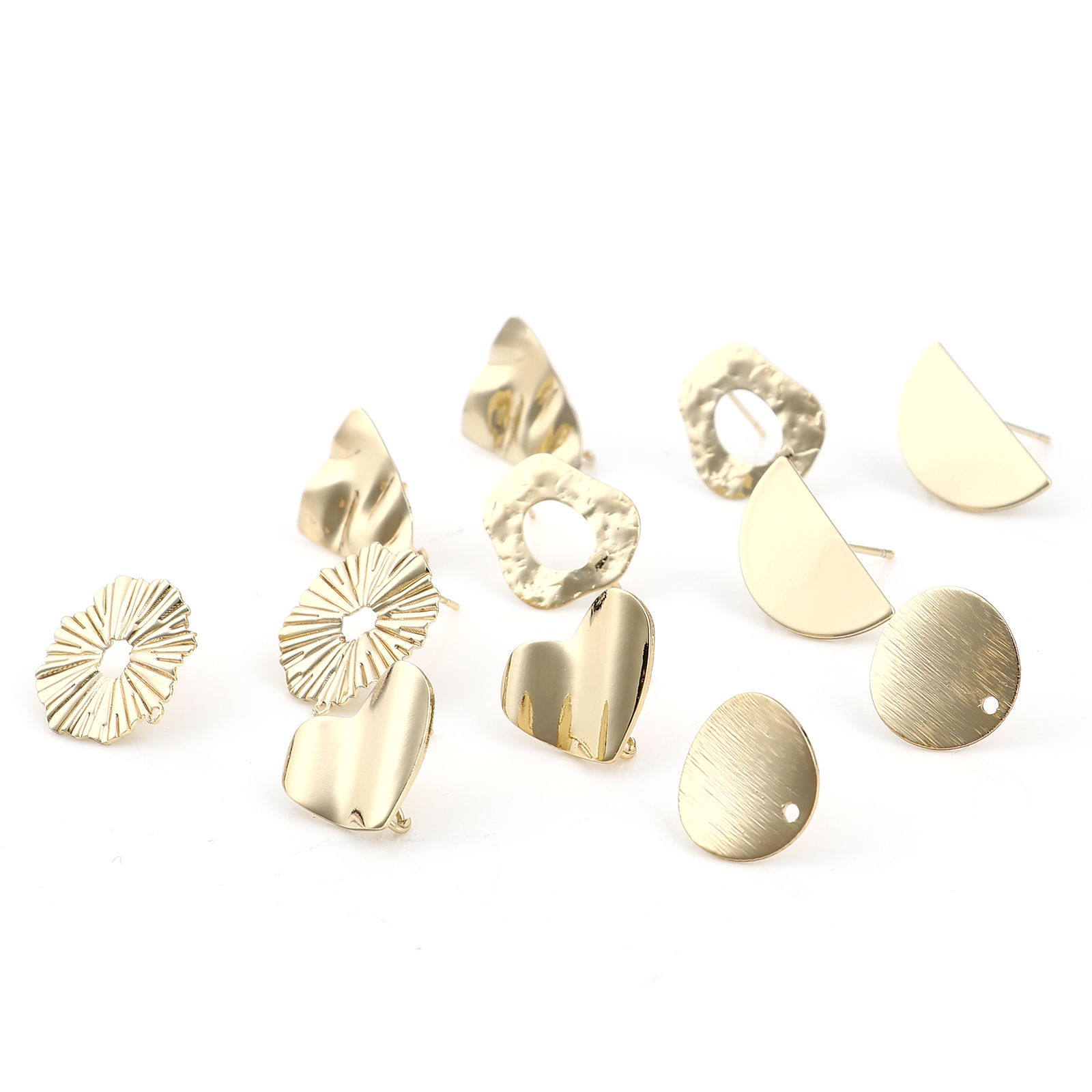 Picture of Zinc Based Alloy Ear Post Stud Earrings Real Gold Plated Geometric W/ Loop