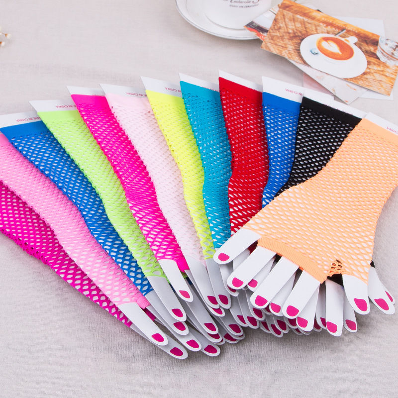 Picture of Punk Sexy Mesh Half Finger Gloves Long Sleeves