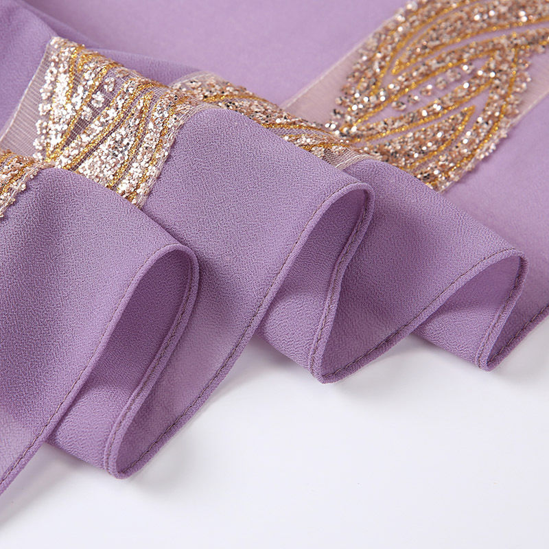 Изображение Chiffon Twist Shiny Lace Women's Hijab Scarf Solid Color