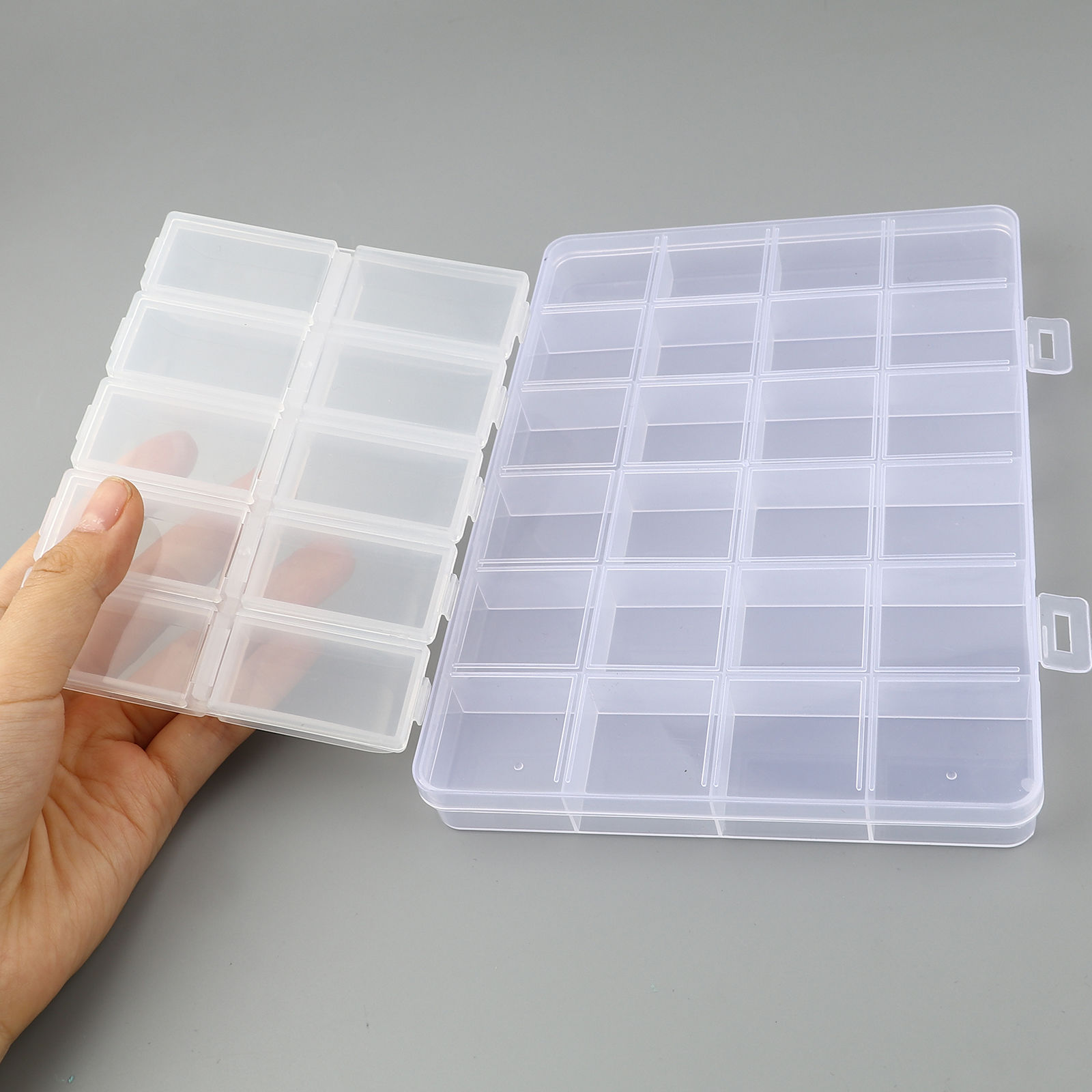 Picture of Plastic Storage Container Box Basket Rectangle White 12.7cm x 9.8cm, 2 PCs