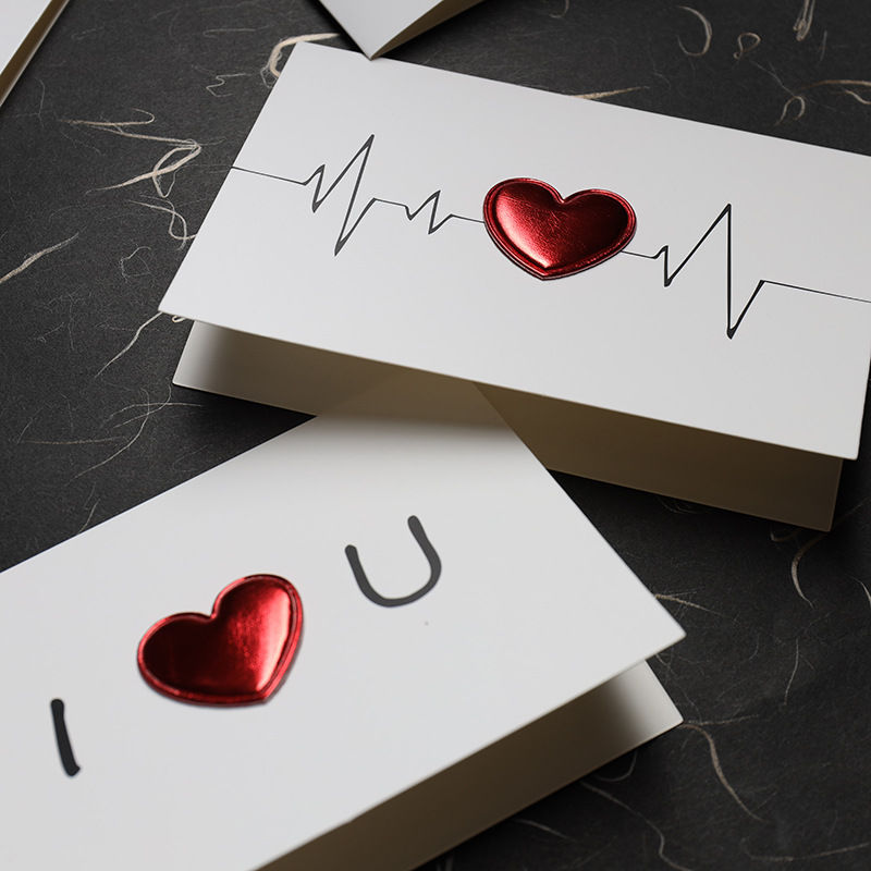 Picture of Paperboard PU Leather 3D Heart Greeting Card
