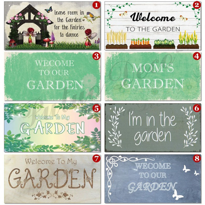 Picture of Garden Door Sign Natural Wood Wall Hanging Decoration