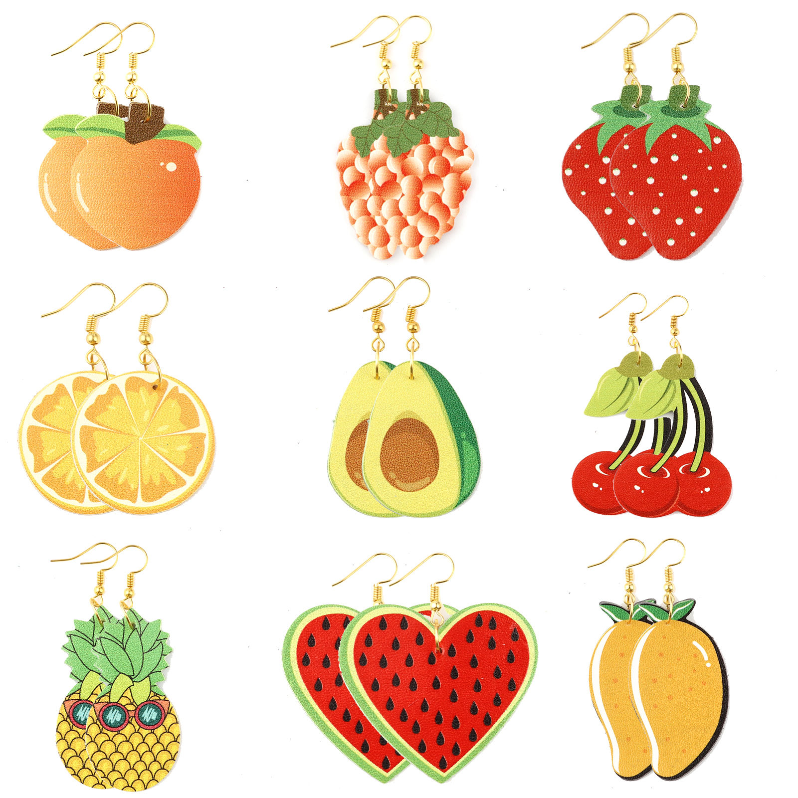 Picture of PU Leather Pendants Fruit 46mm x 29mm, 5 PCs