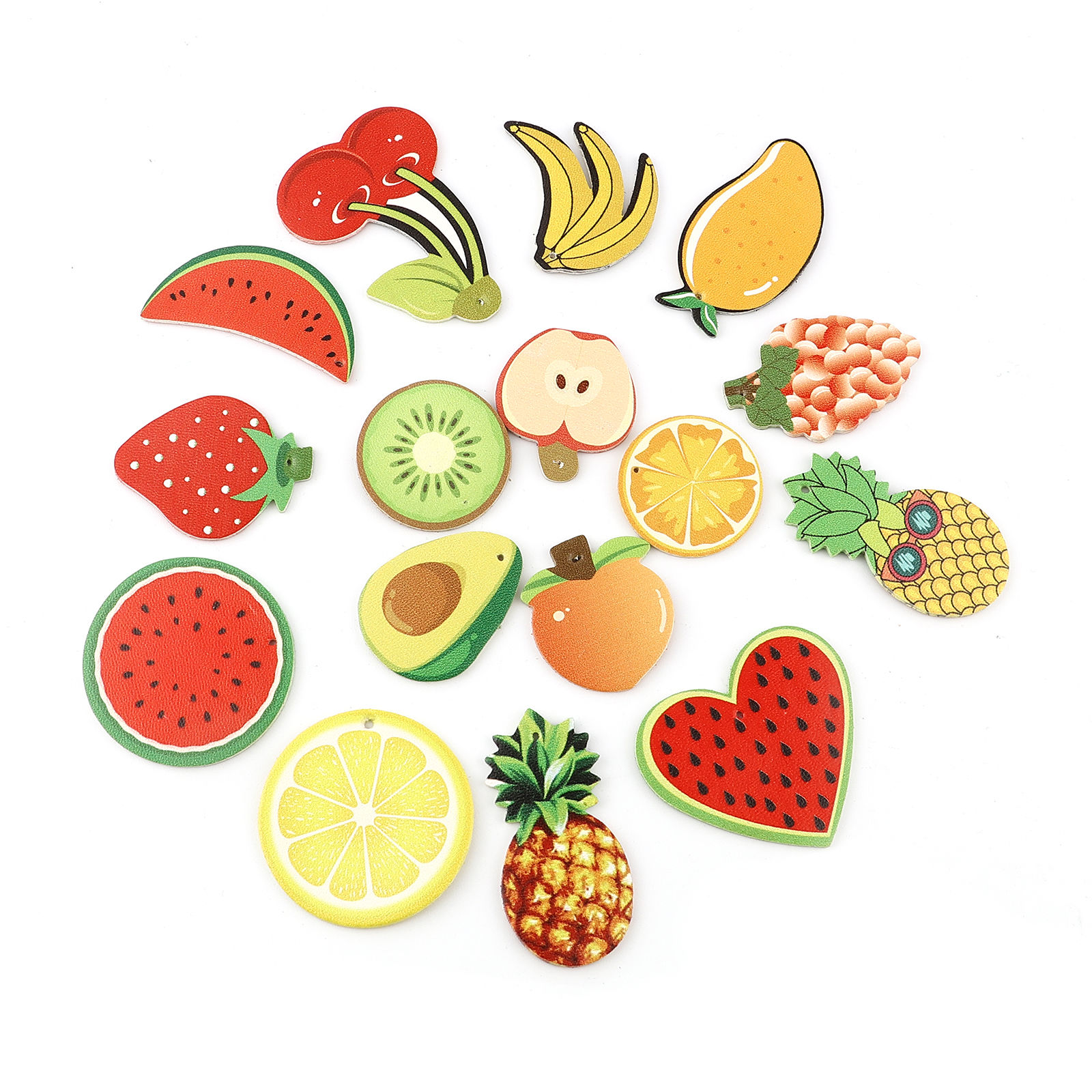 Picture of PU Leather Pendants Fruit 46mm x 29mm, 5 PCs