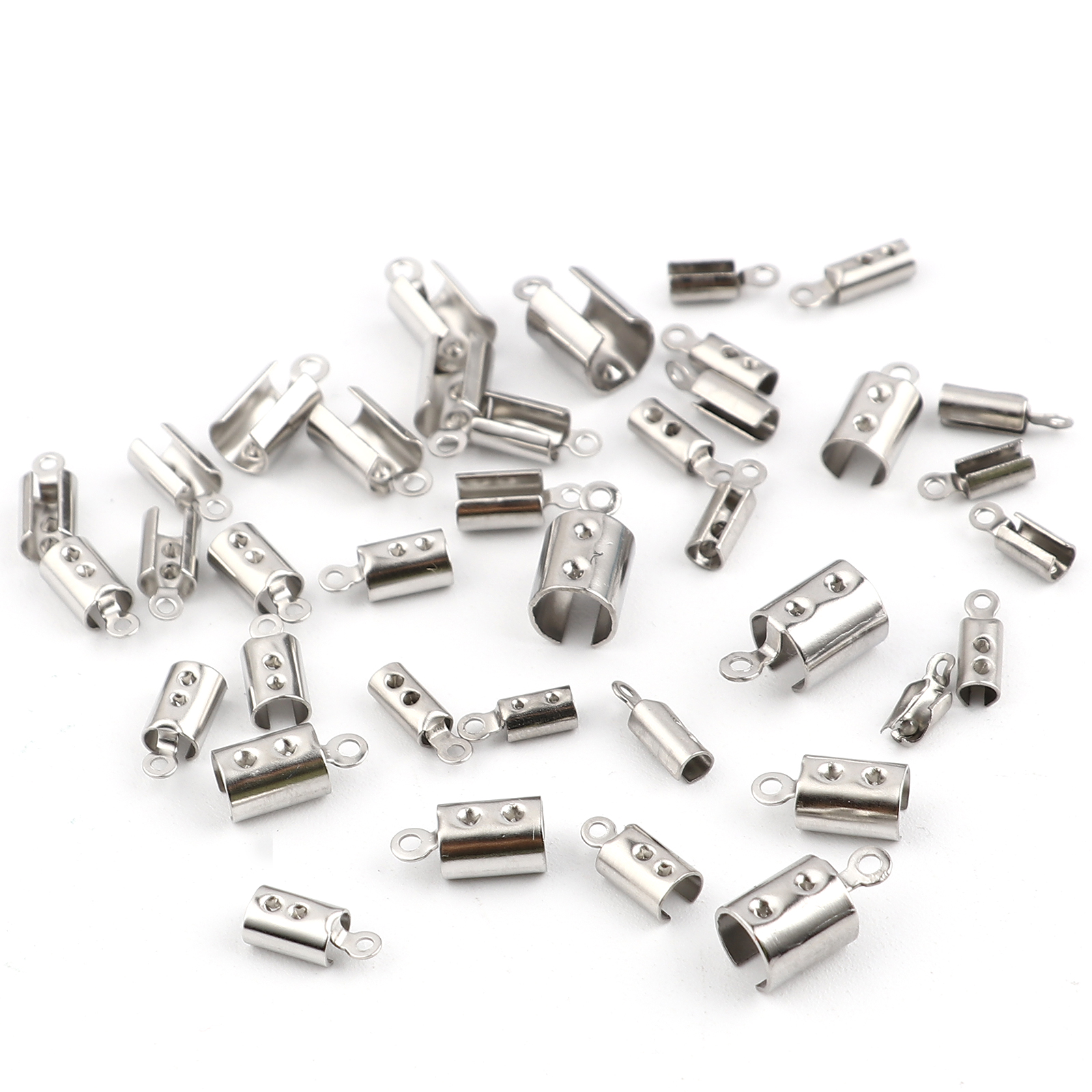 Picture of 304 Stainless Steel Cord End Caps Cylinder Silver Tone