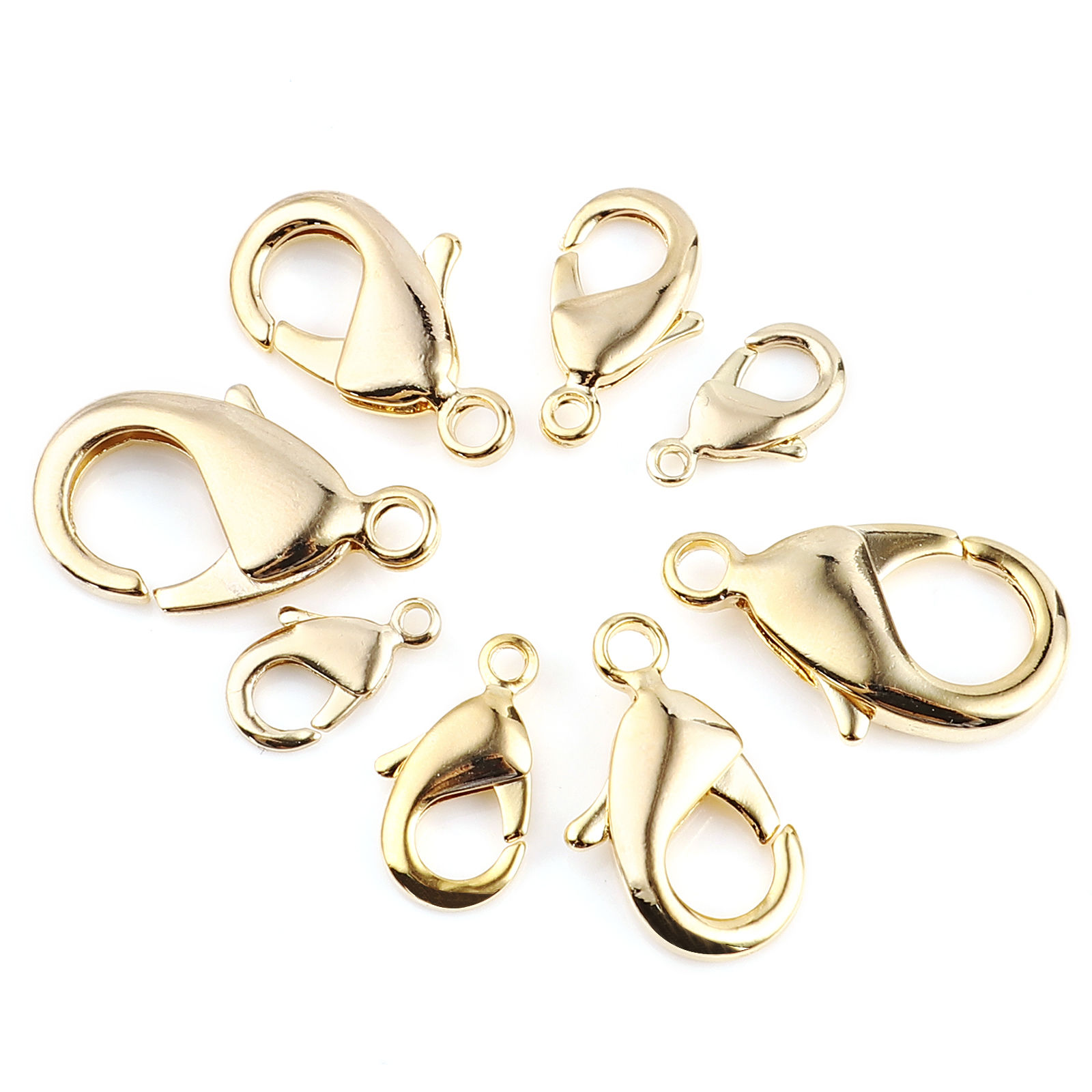 Bild von Messing Karabinerverschluss 18K Echtgold plattiert 3 Stück
