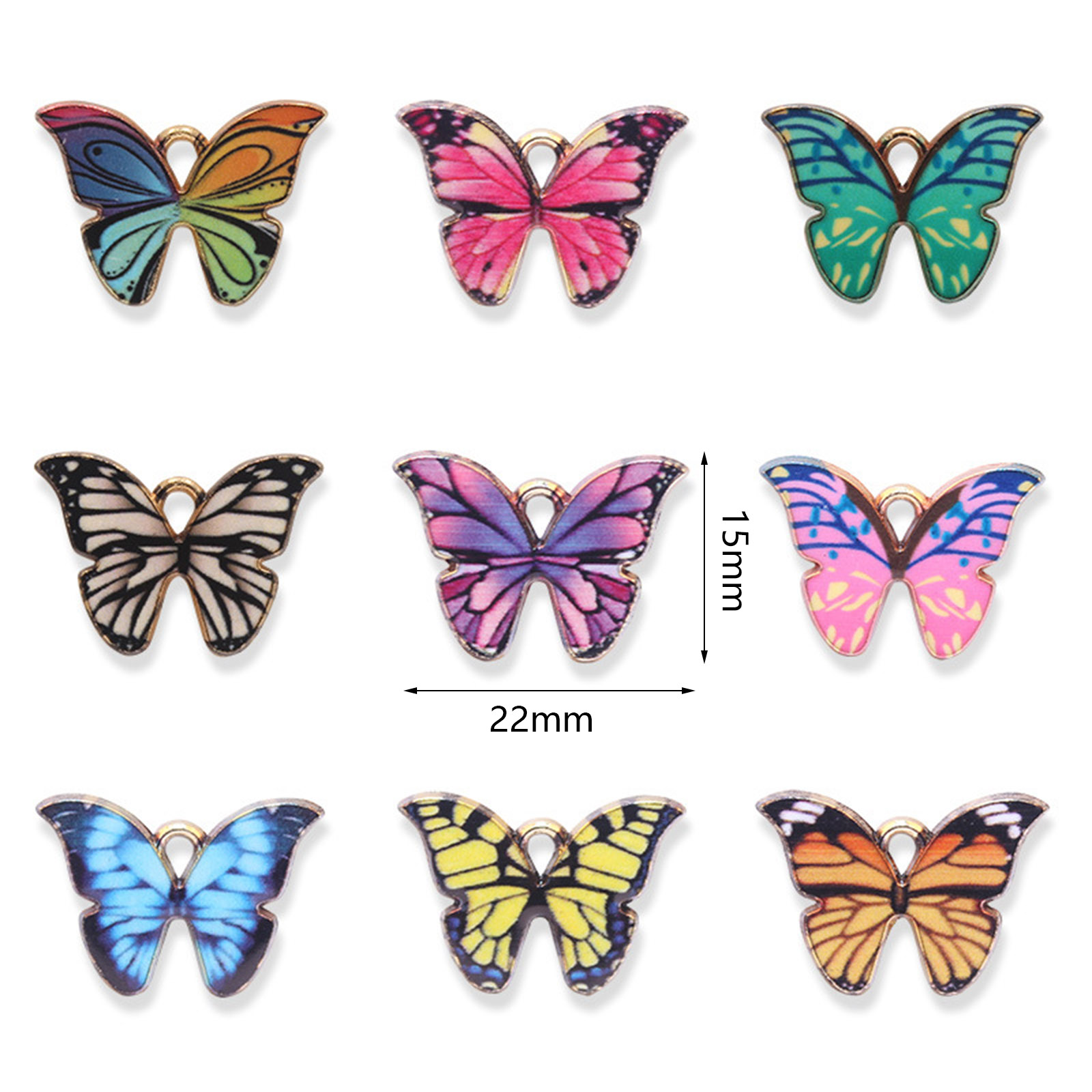 Picture of Zinc Based Alloy Insect Charms Butterfly Animal Enamel 10 PCs