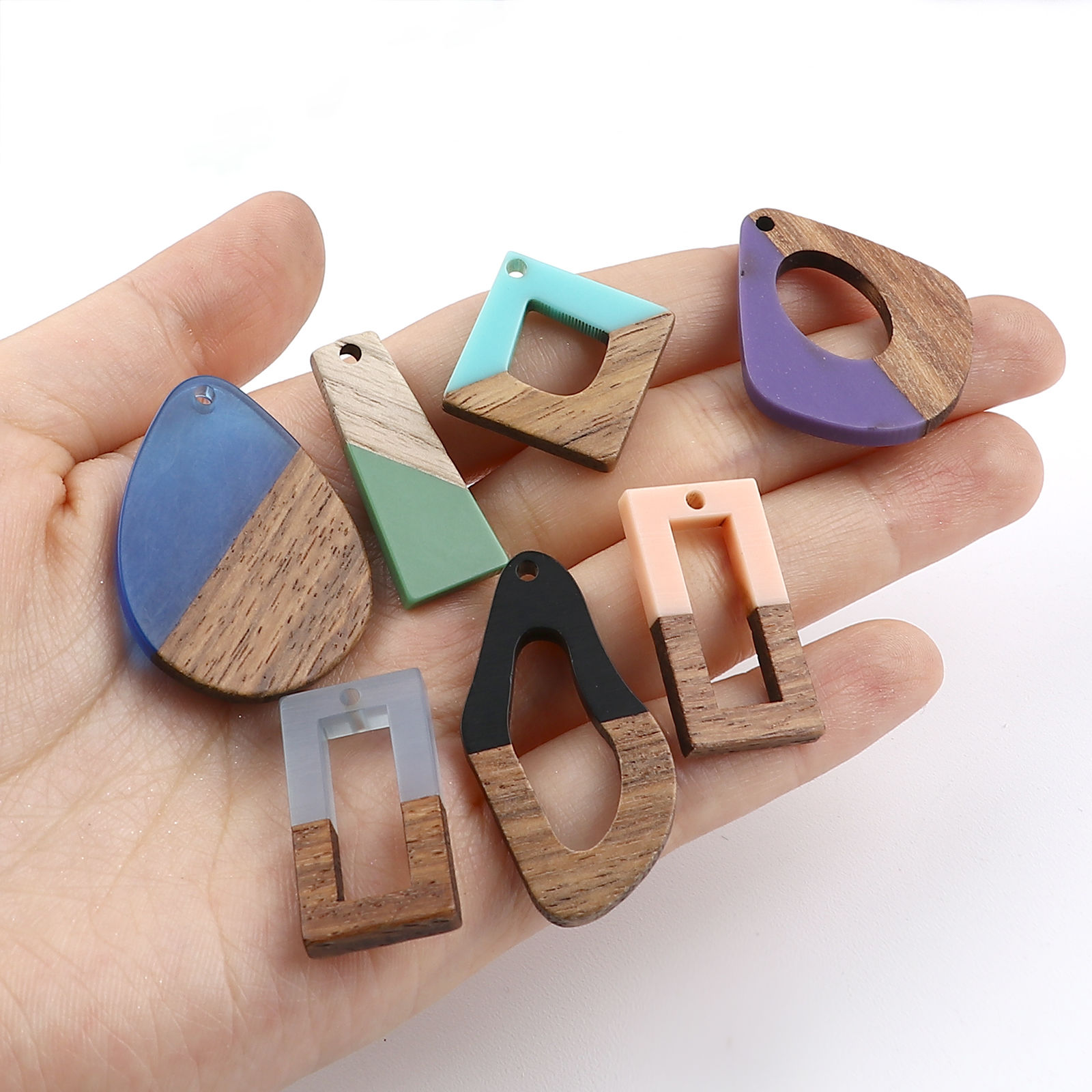 Picture of Resin & Natural Wood Effect Resin Charms At Random Color