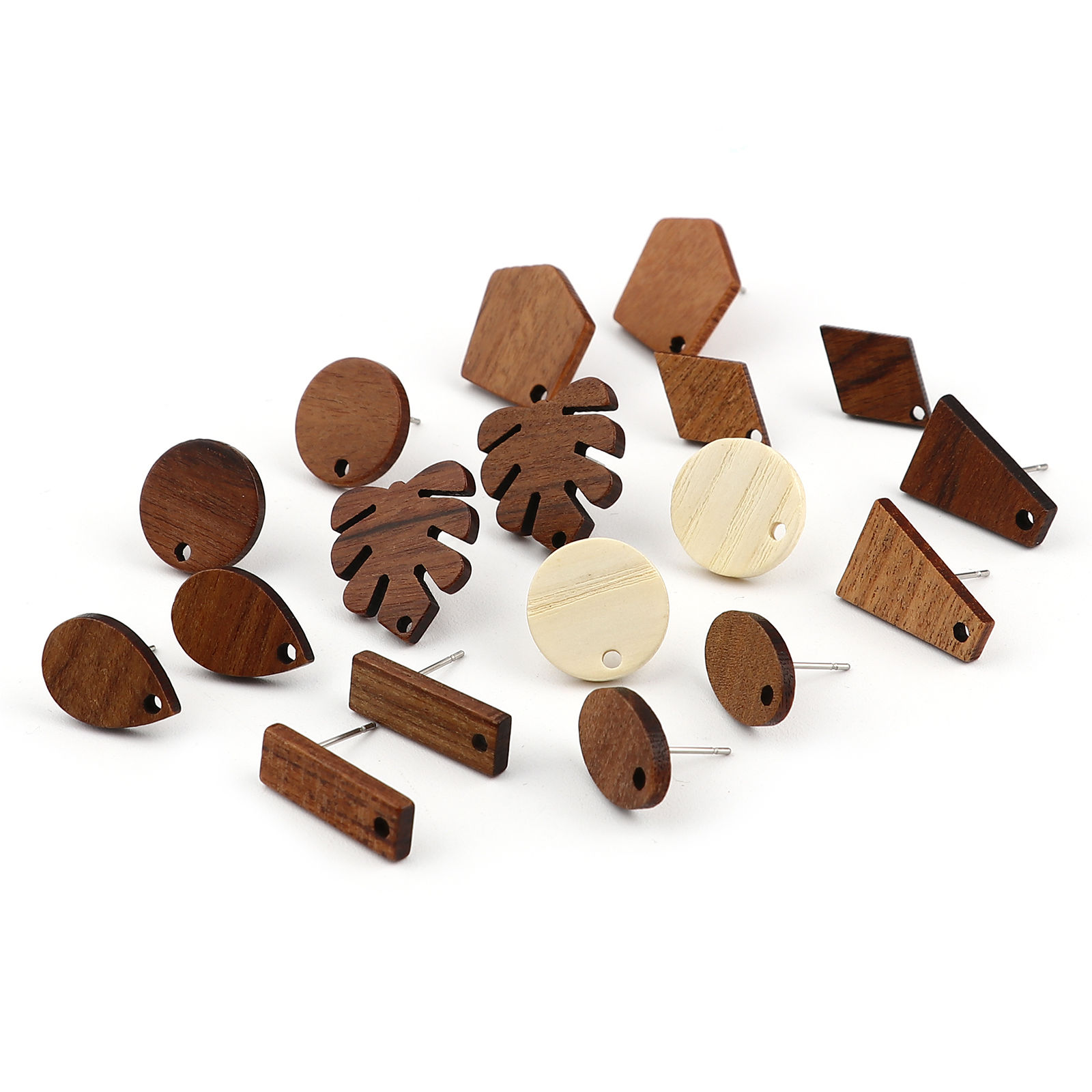 Bild von Natürliches Holz Ohrring Ohrstecker Zubehör M/Öse 10 Stück