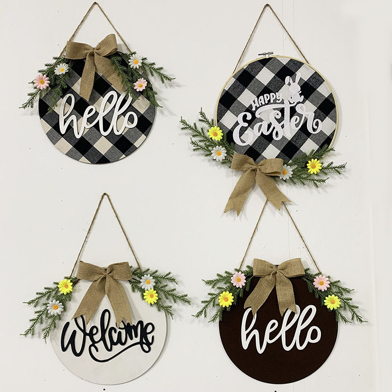 Imagen de Easter Natural Wood Hanging Door Sign Home Decoration