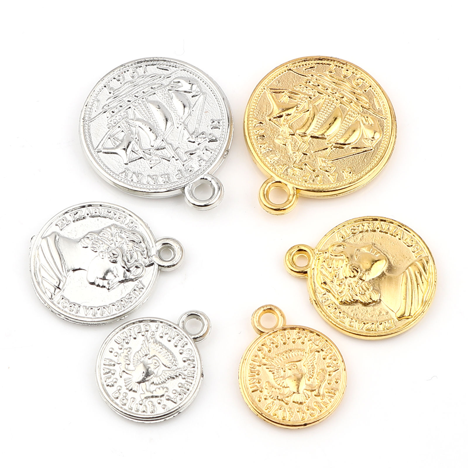 アクリル チャーム 人頭 帆船柄 30 個 の画像