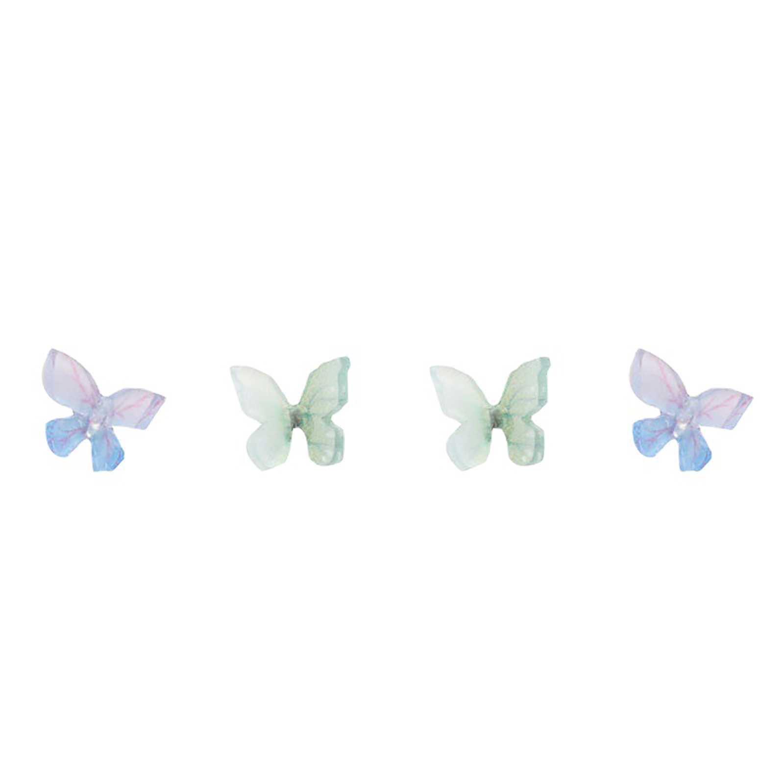 Picture of Sterling Silver & Resin Ear Post Stud Earrings Multicolor Butterfly Animal 10mm x 5mm, 1 Pair
