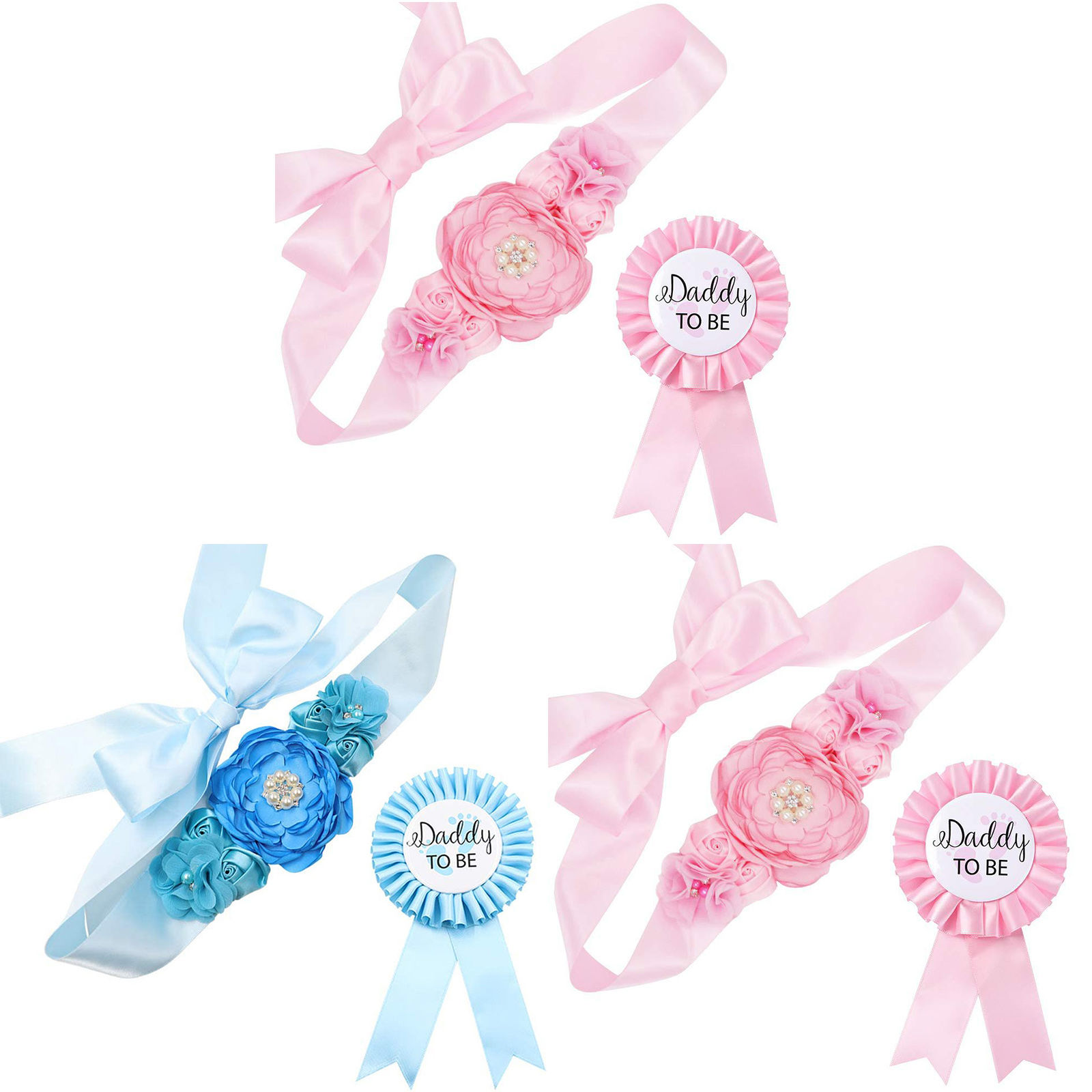 Picture of Flower Belt Daddy To Be Brooch Badge Baby Shower Party Supplies