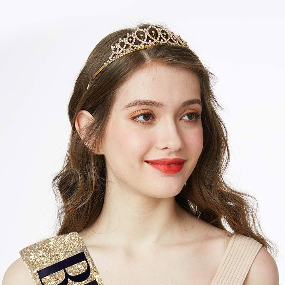 Picture of Girl Birthday Ribbon Shiny Crown Rhinestone Party Supplies