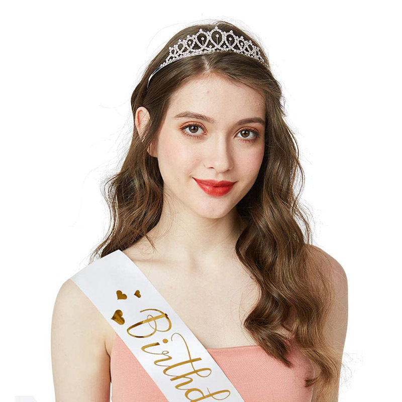 Picture of Girl Birthday Ribbon Shiny Crown Rhinestone Party Supplies