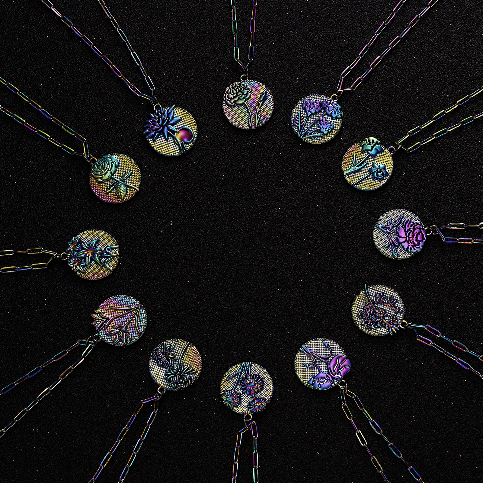 Imagen de Flor del Mes de Nacimiento Collares Multicolor Ronda Flor 46cm longitud, 1 Unidad