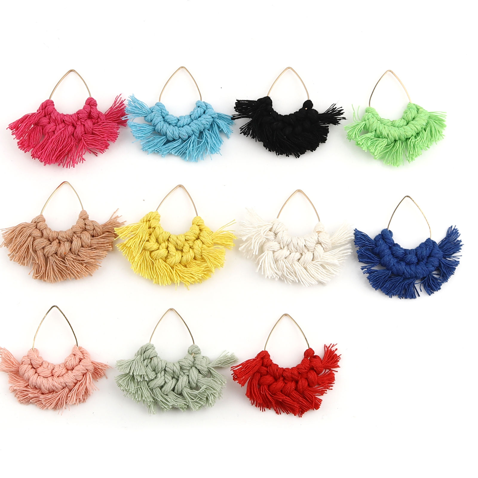 Picture of Zinc Based Alloy & Polyester Tassel Pendants Fan-shaped Drop