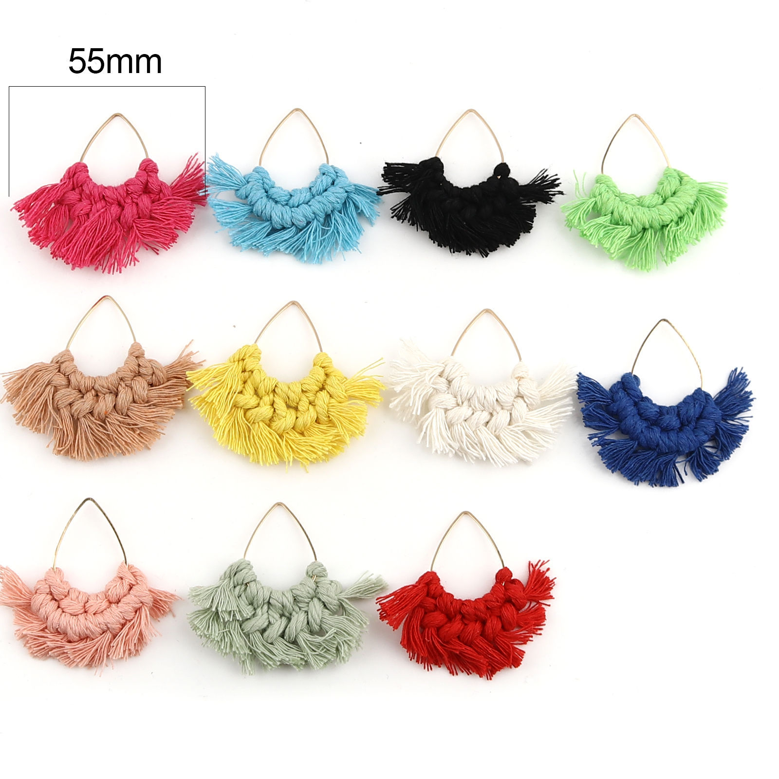Picture of Zinc Based Alloy & Polyester Tassel Pendants Fan-shaped Drop