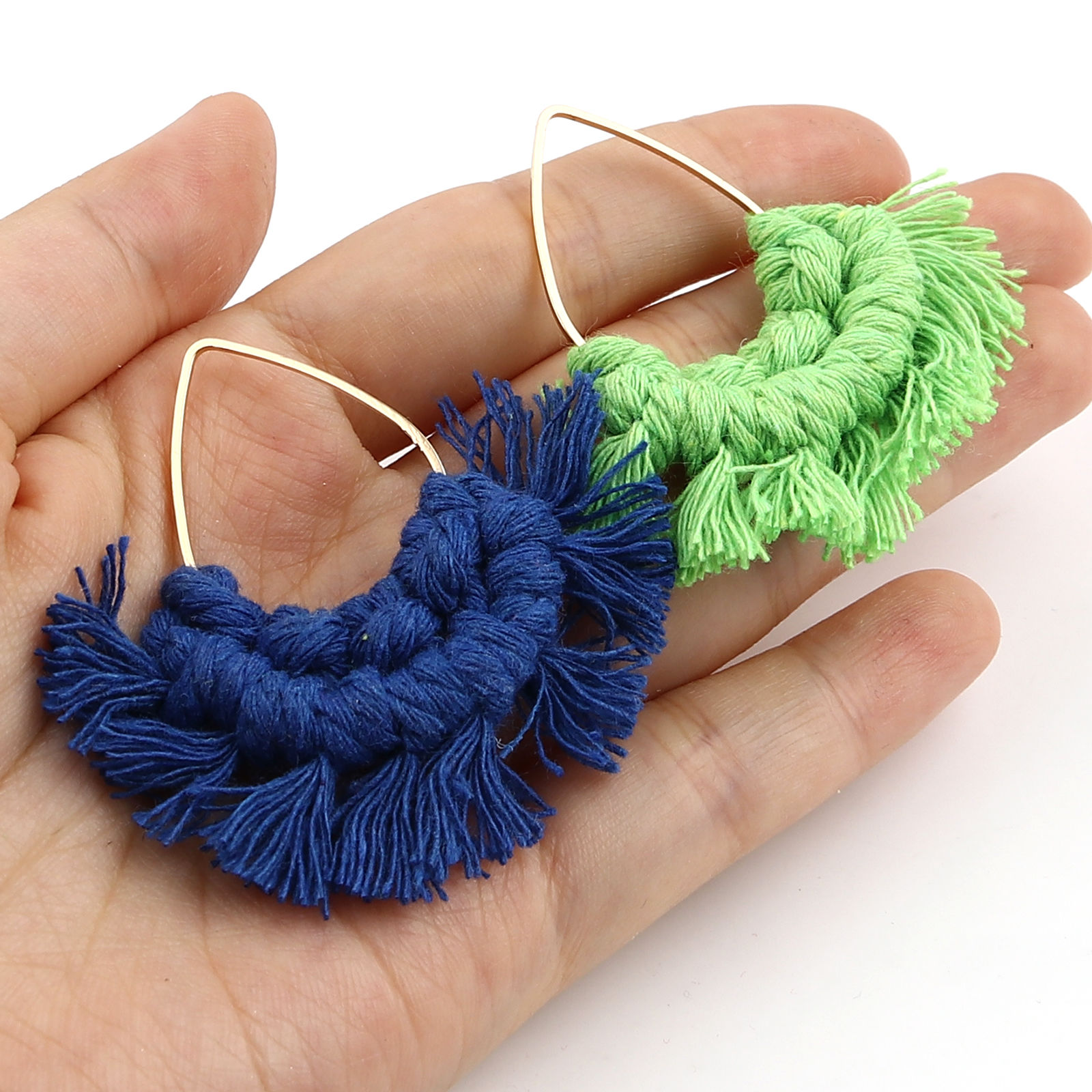 Picture of Zinc Based Alloy & Polyester Tassel Pendants Fan-shaped Drop